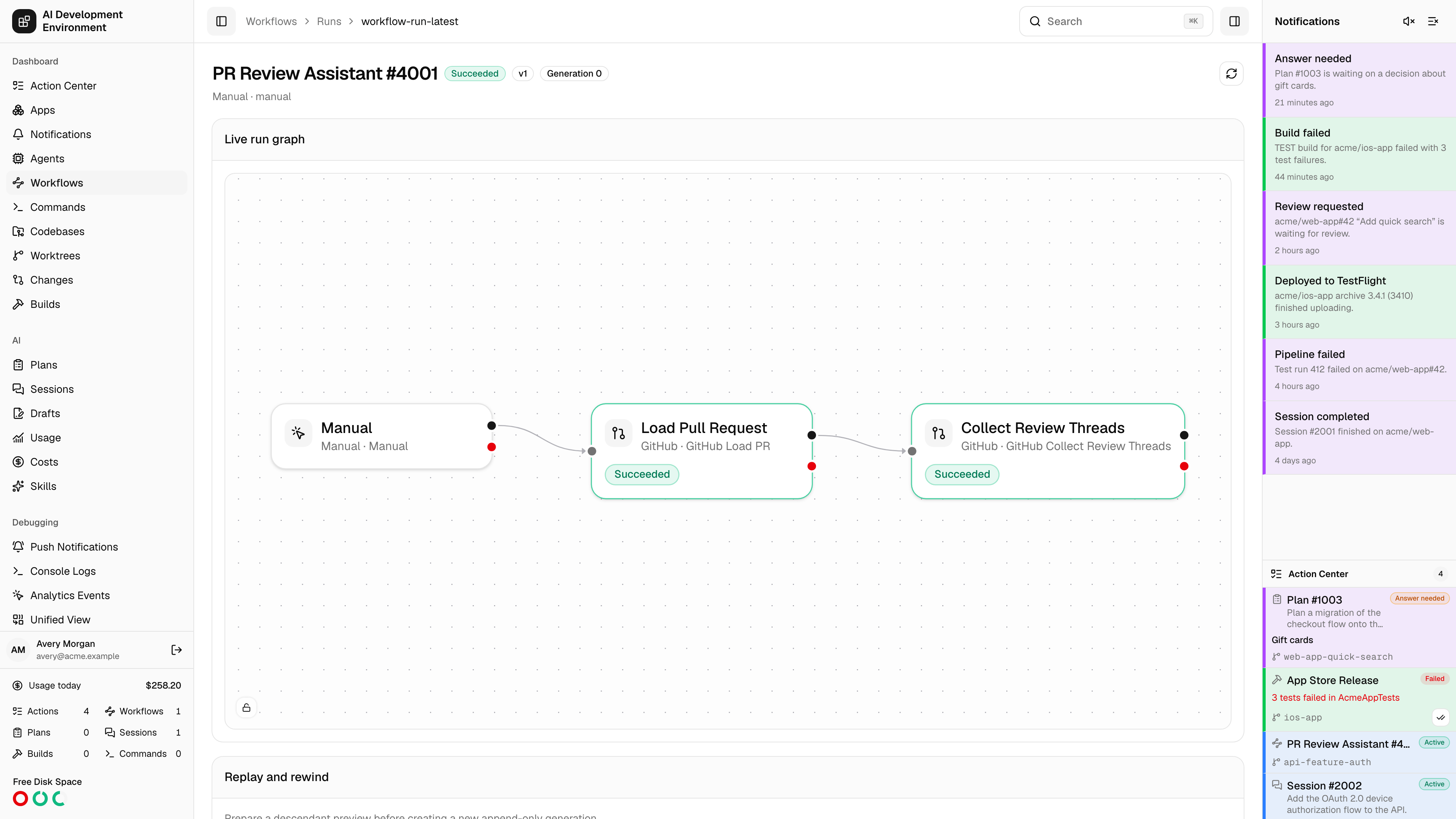 Workflow run in light theme