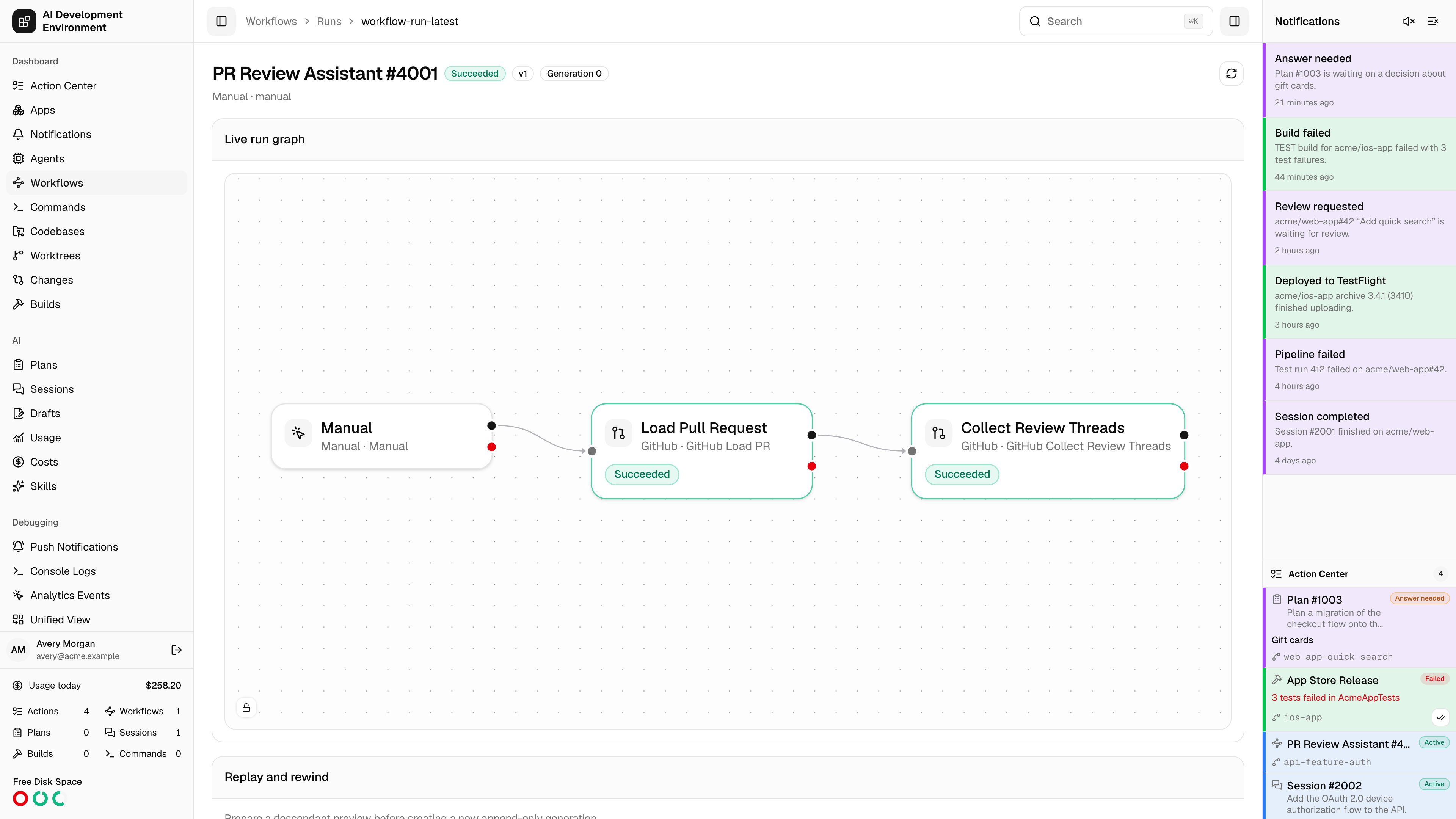 Workflow run in light theme