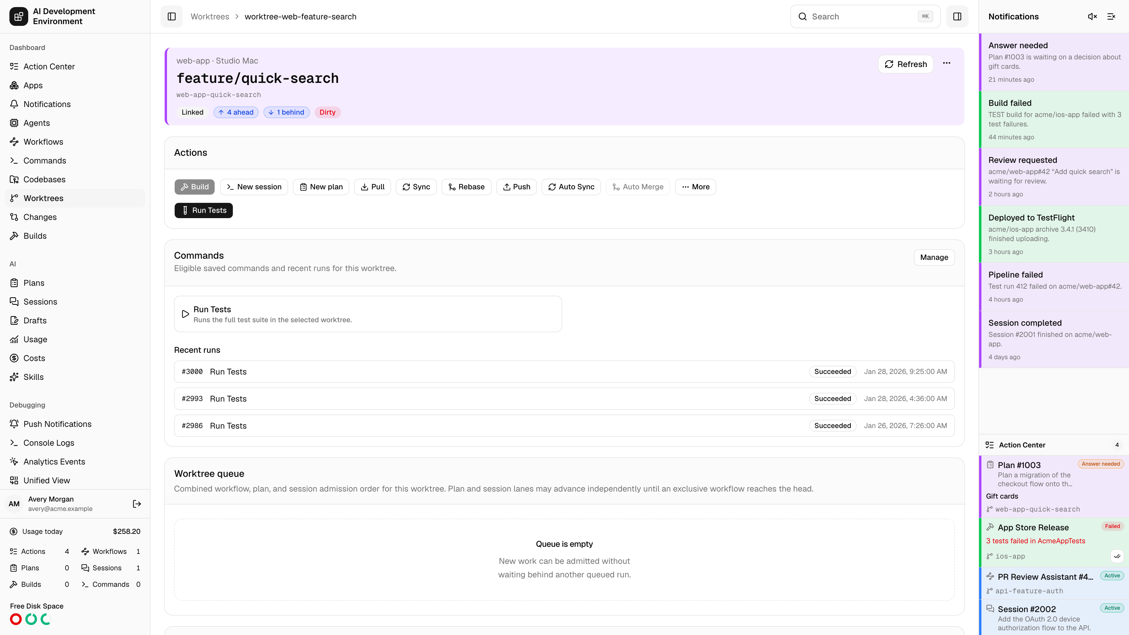 Worktree details in light theme