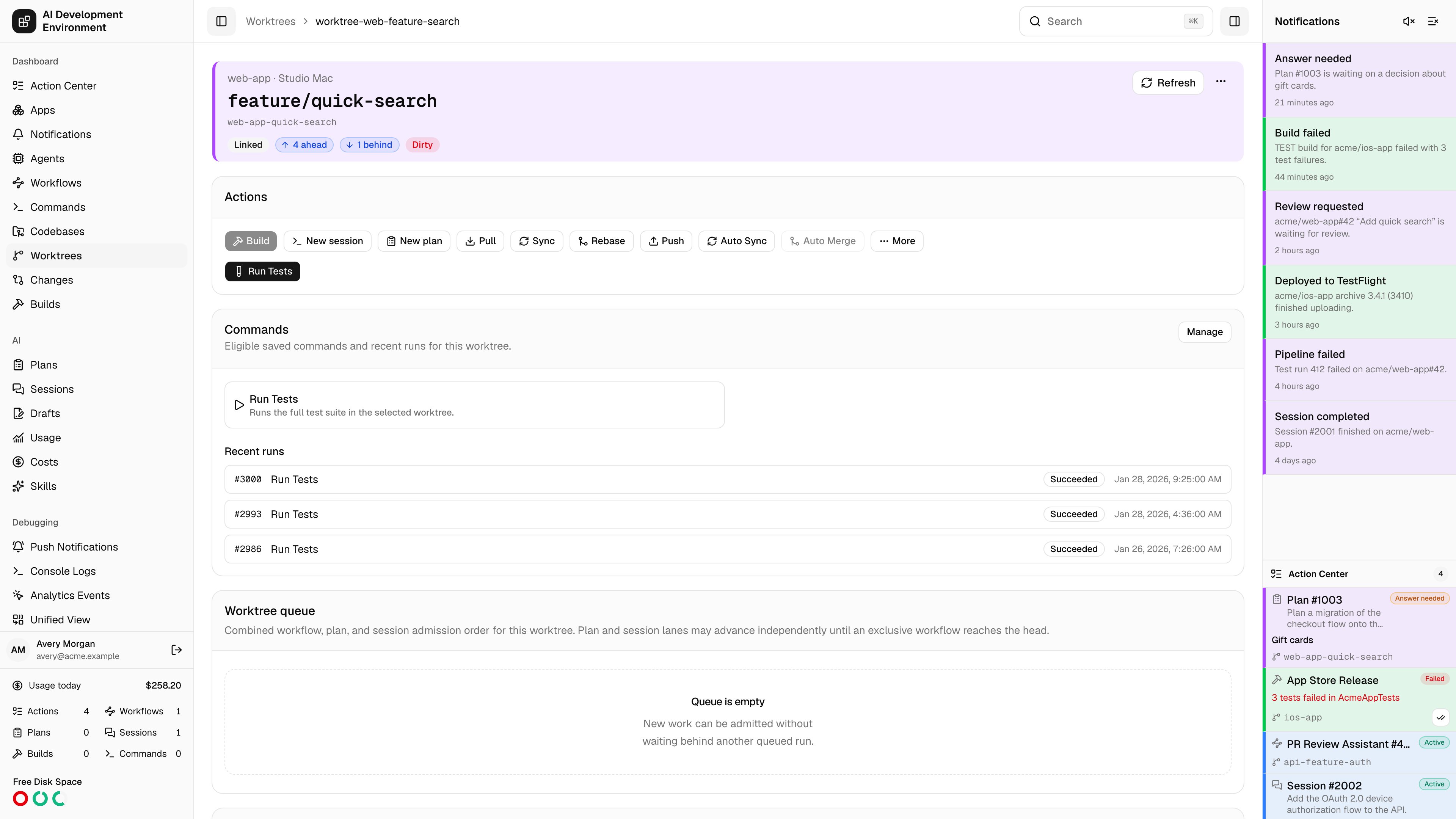 Worktree details in light theme