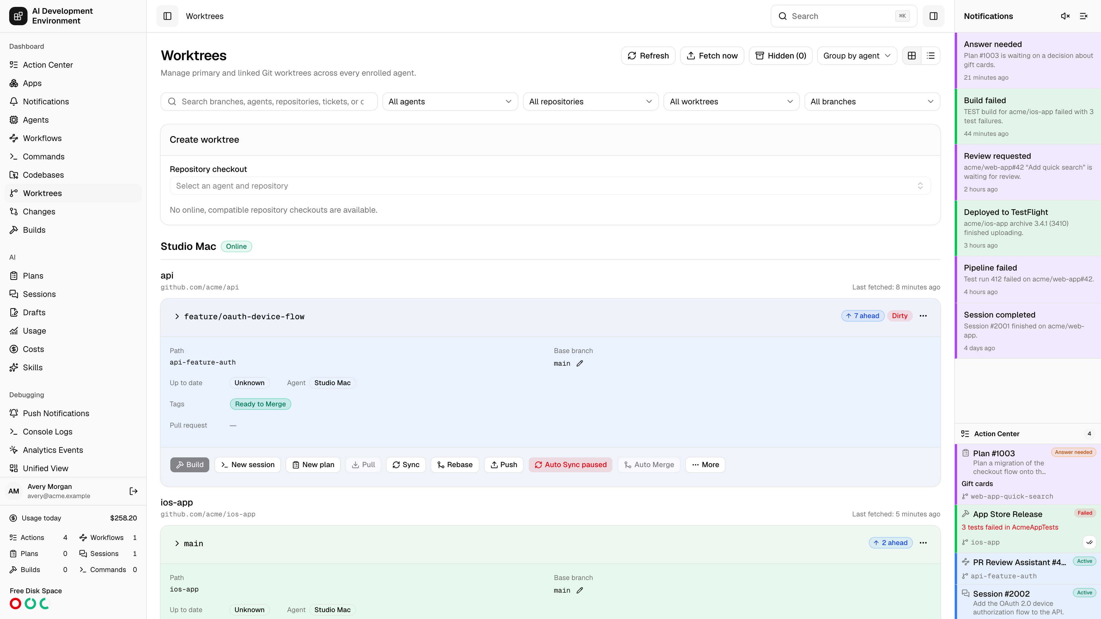 Worktrees in light theme