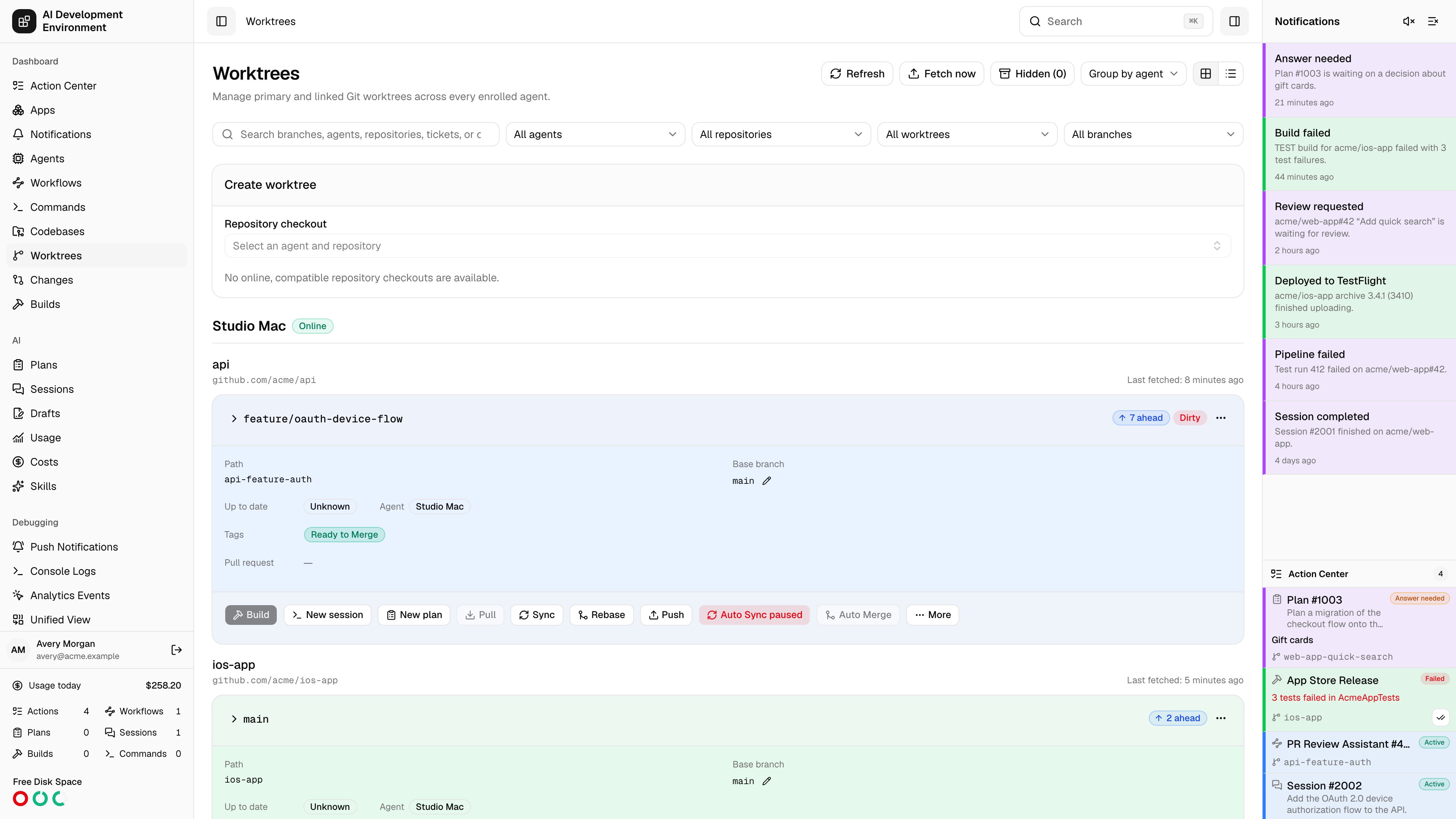 Worktrees in light theme