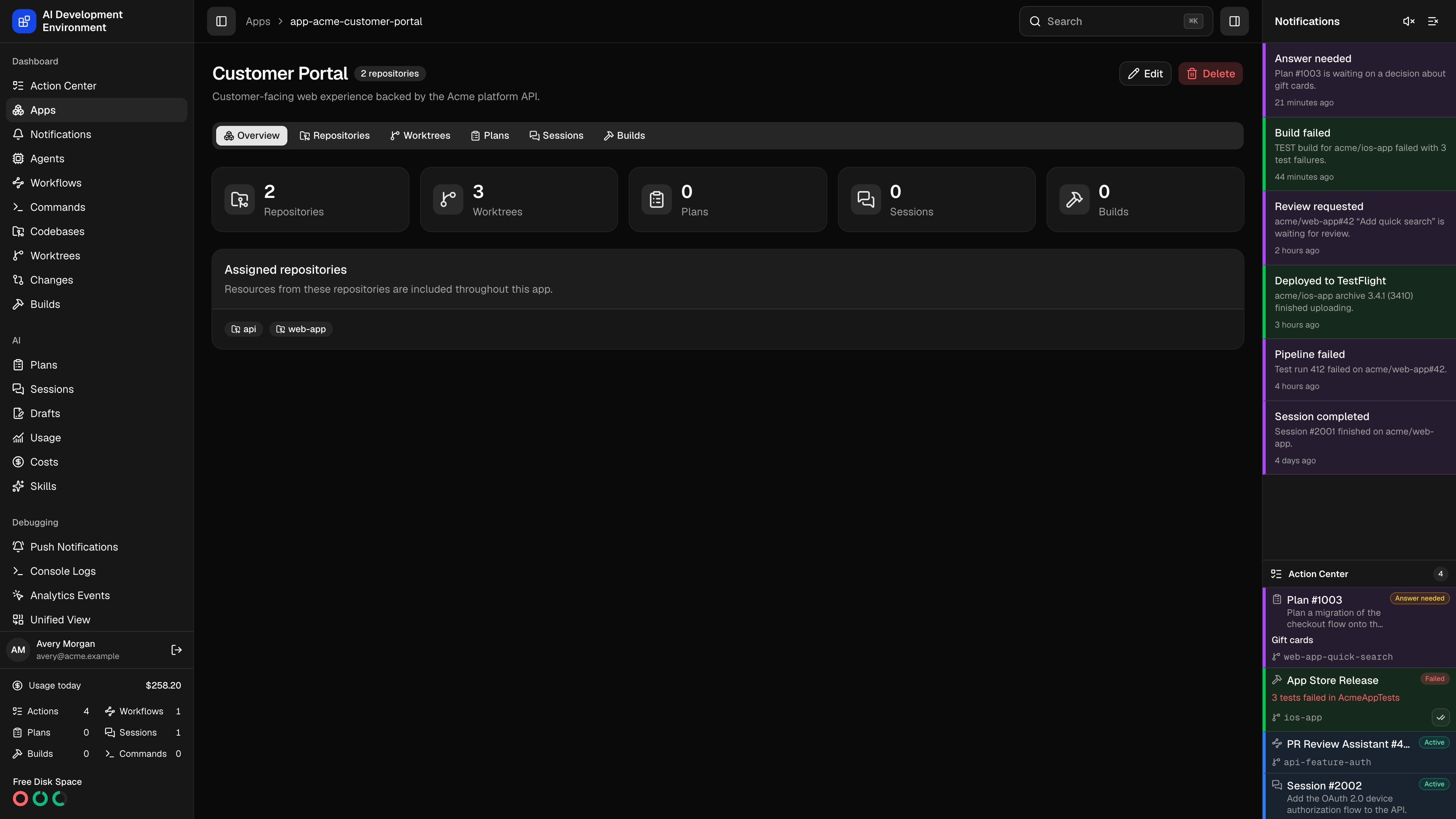 App details in dark theme