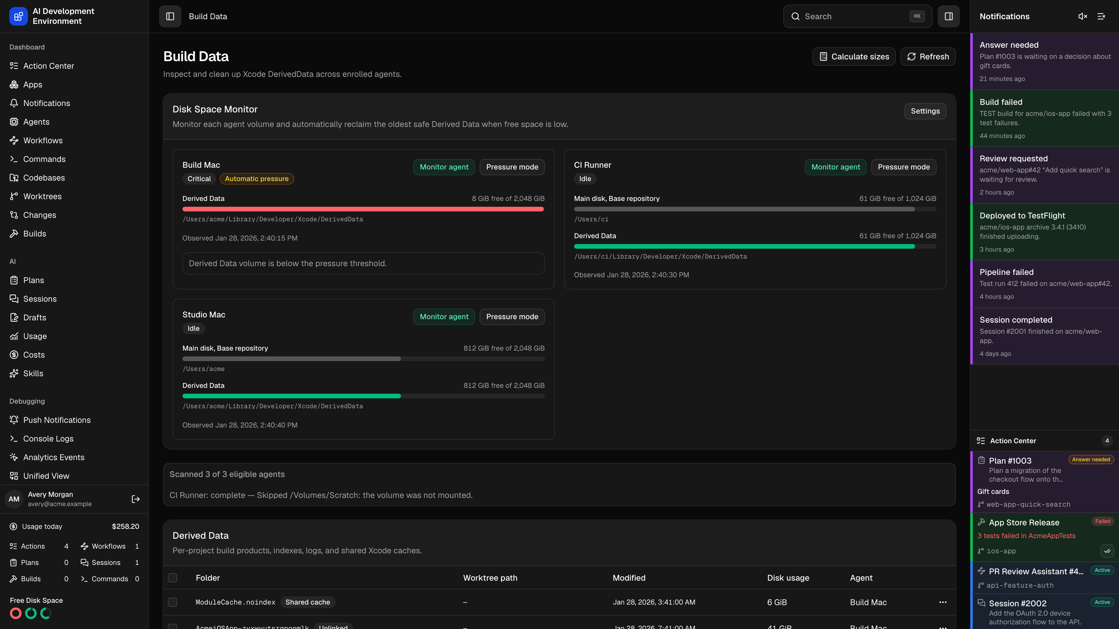 Build Data in dark theme