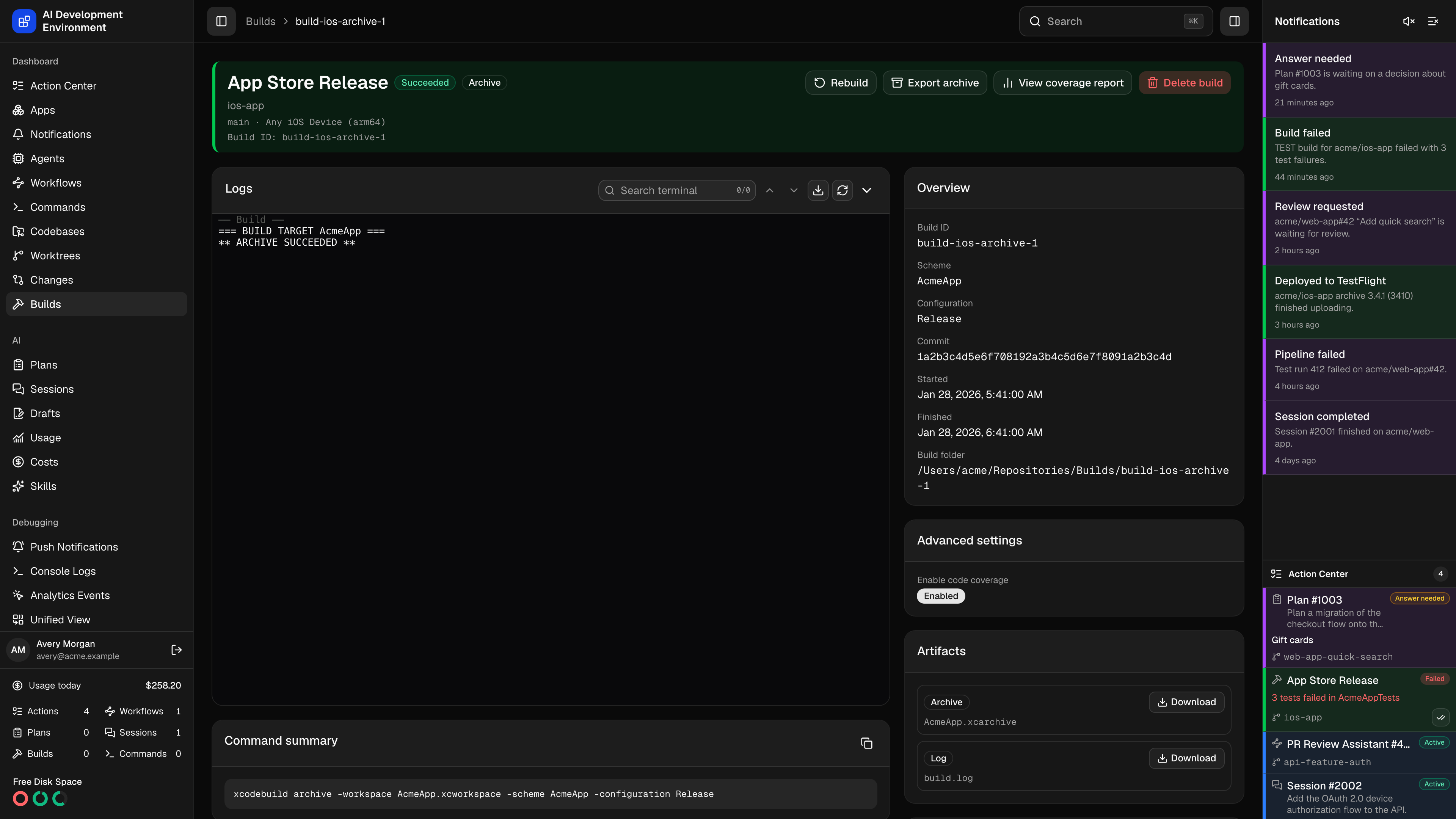 Build details in dark theme