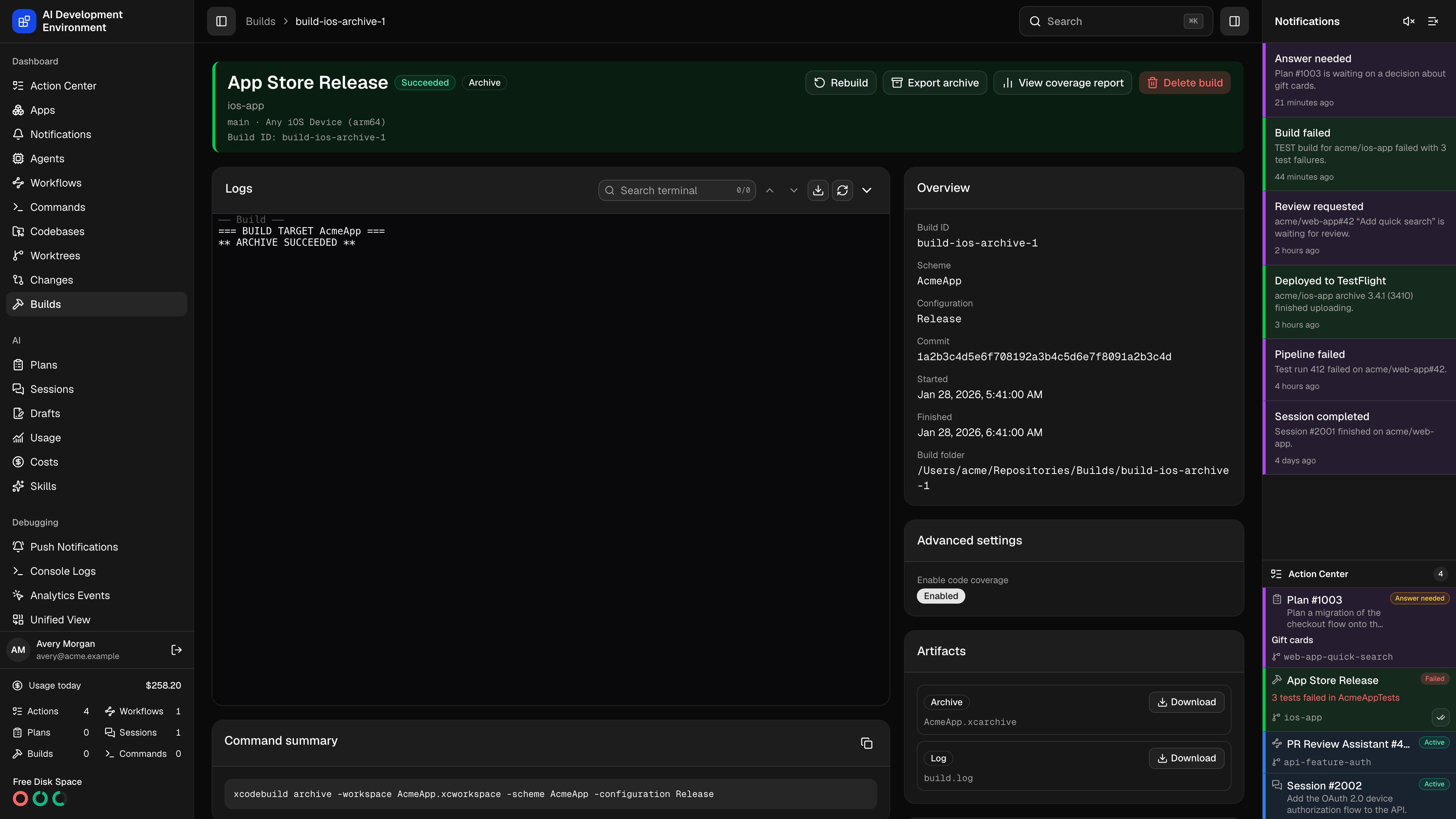 Build details in dark theme