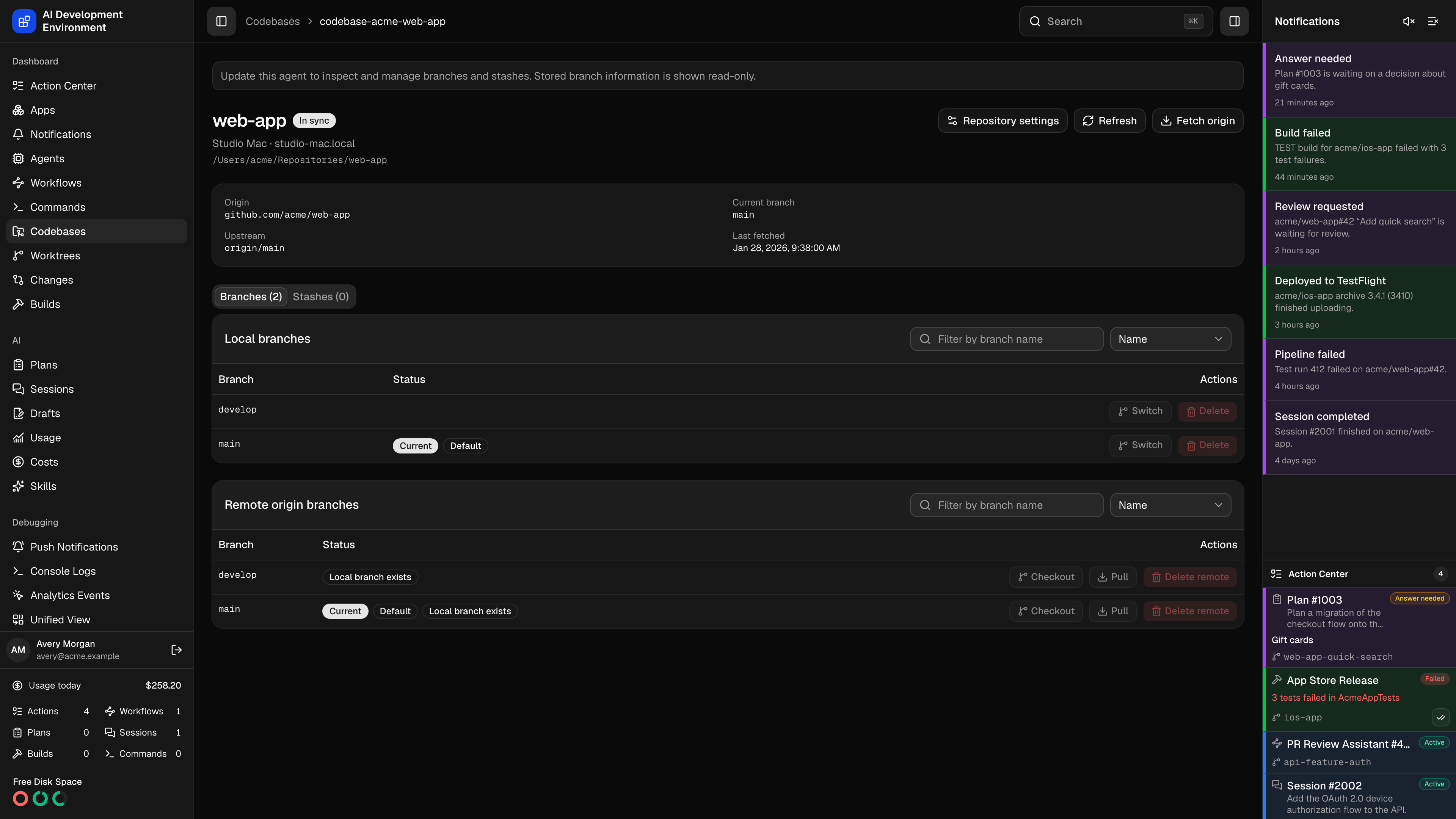 Codebase details in dark theme