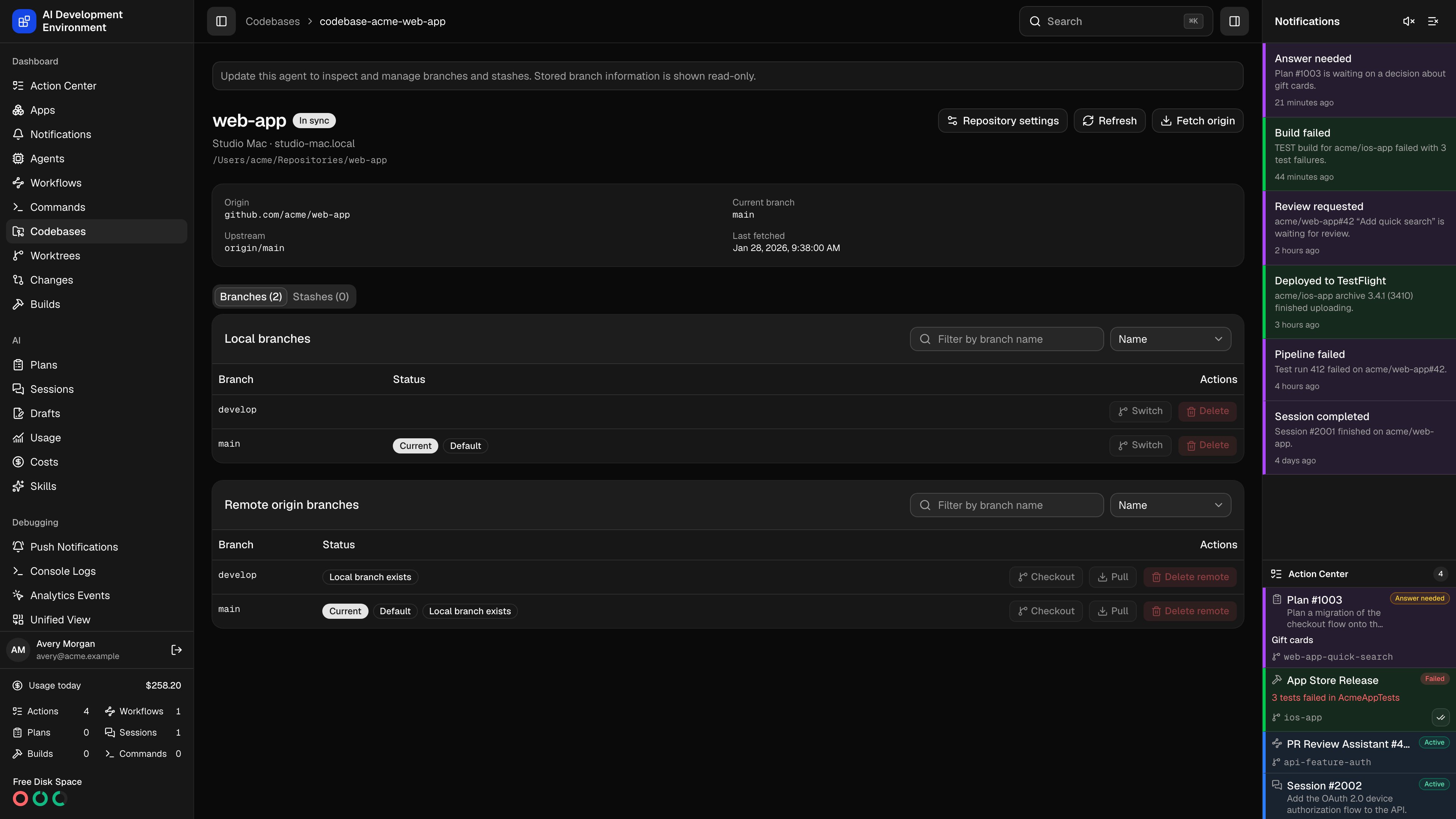 Codebase details in dark theme