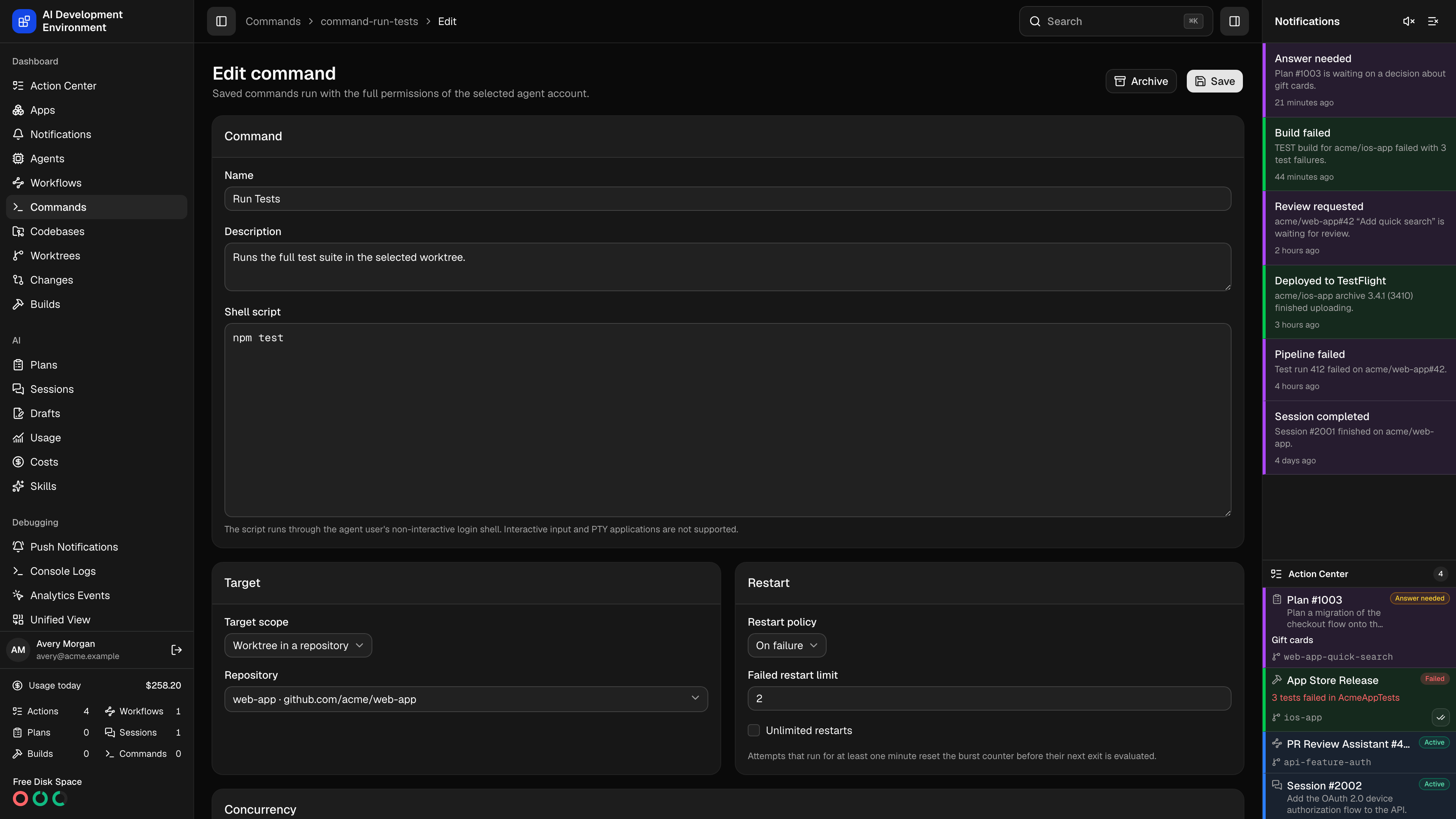 Edit command in dark theme