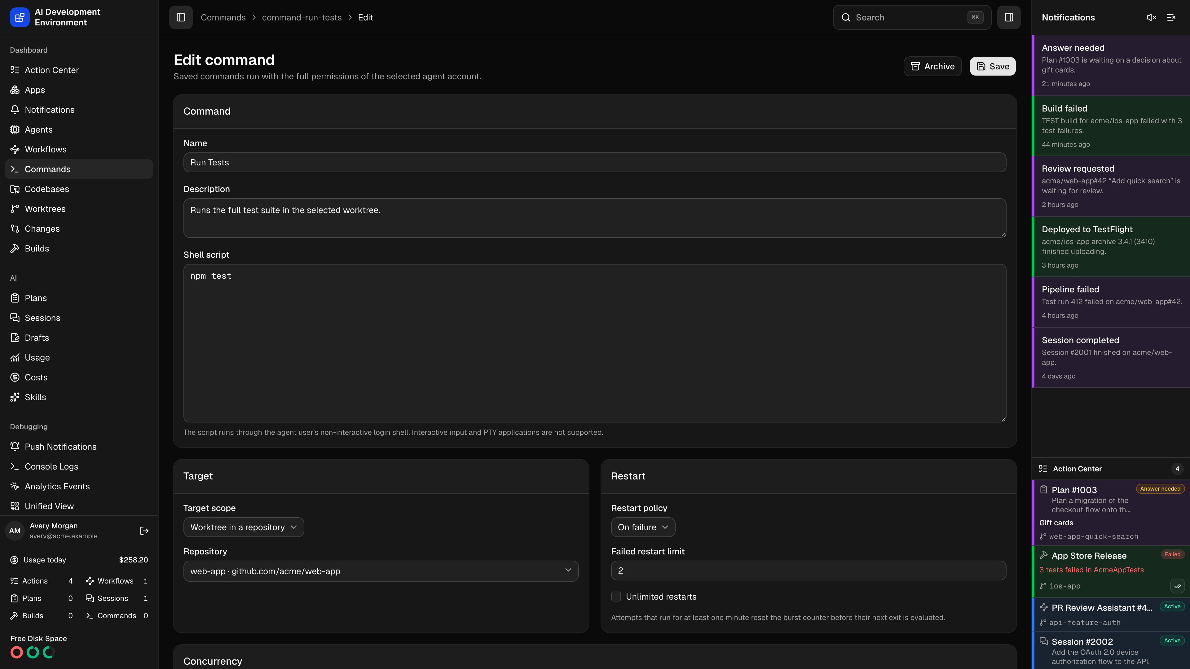 Edit command in dark theme