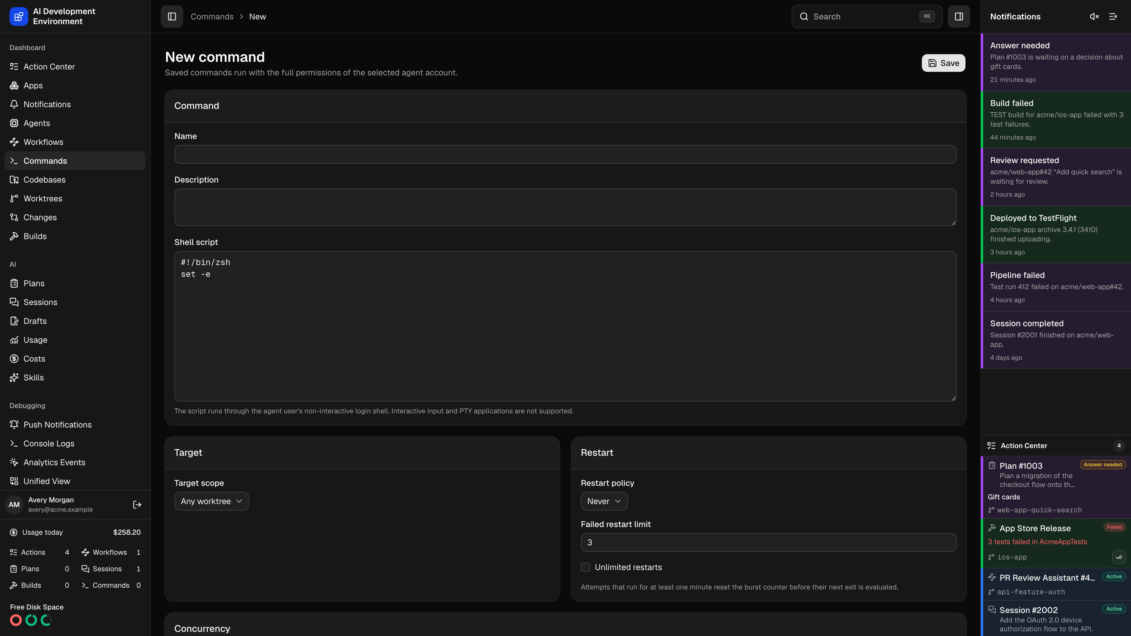 New command in dark theme