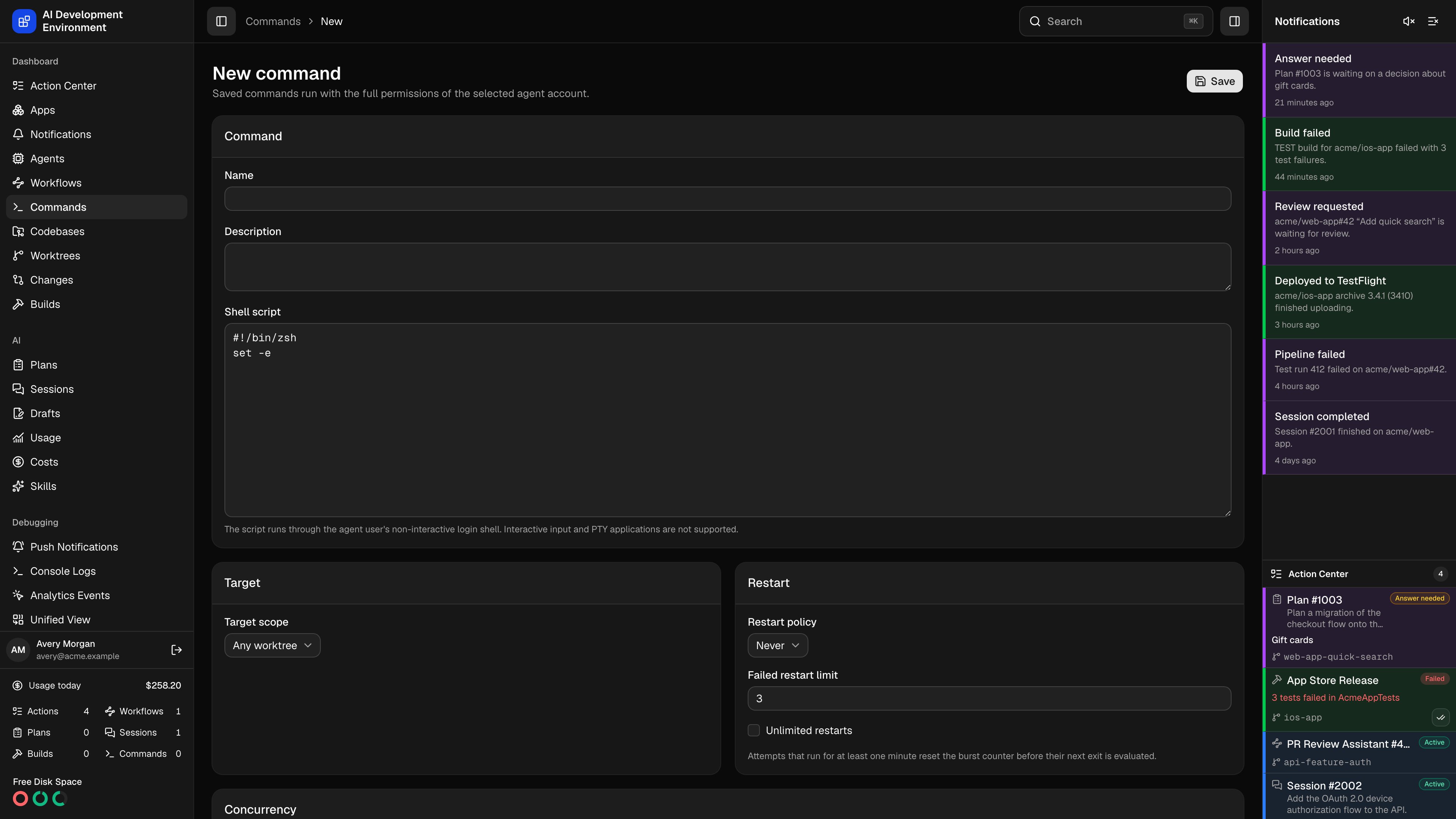 New command in dark theme