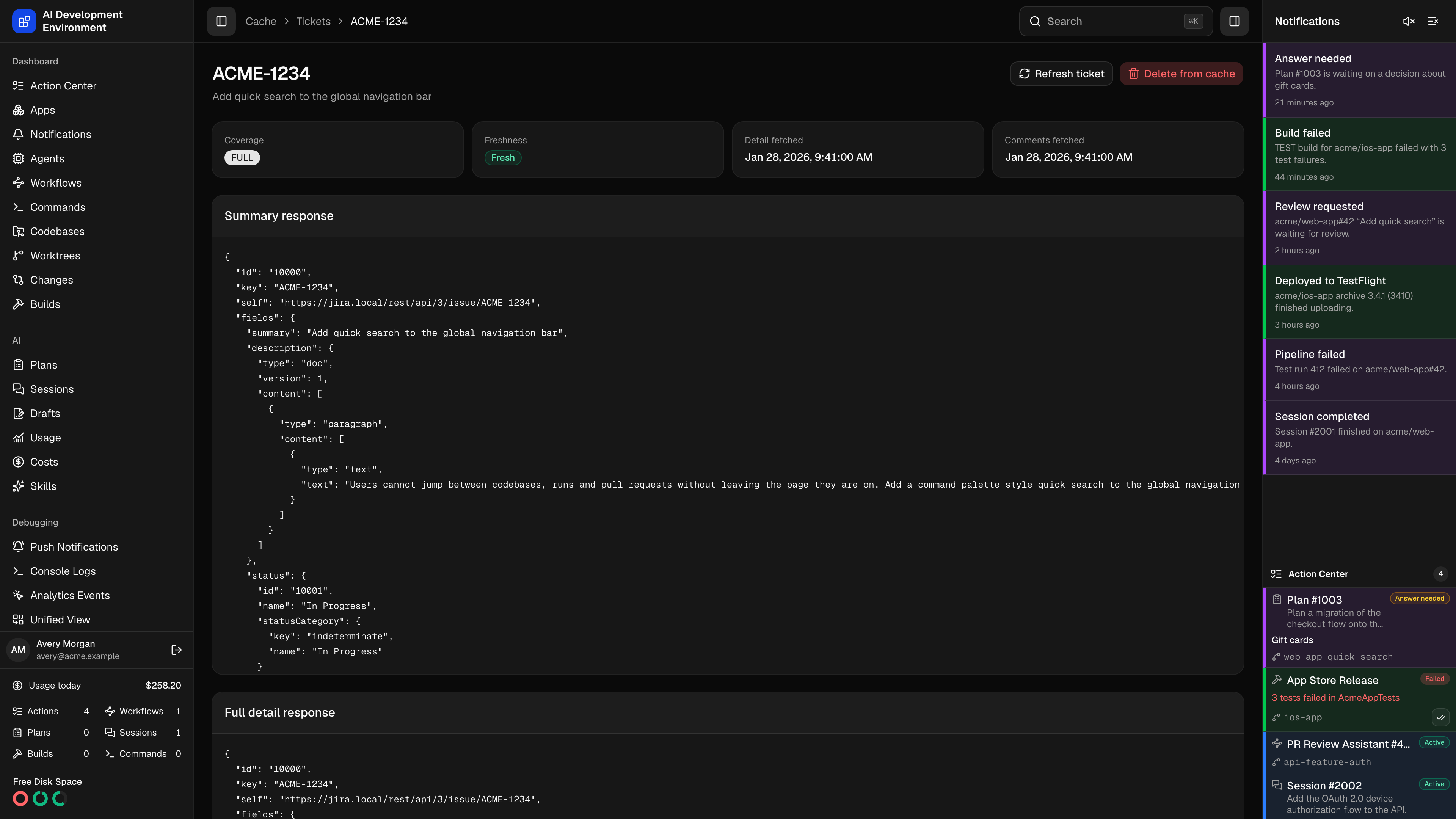 Cached Jira ticket in dark theme