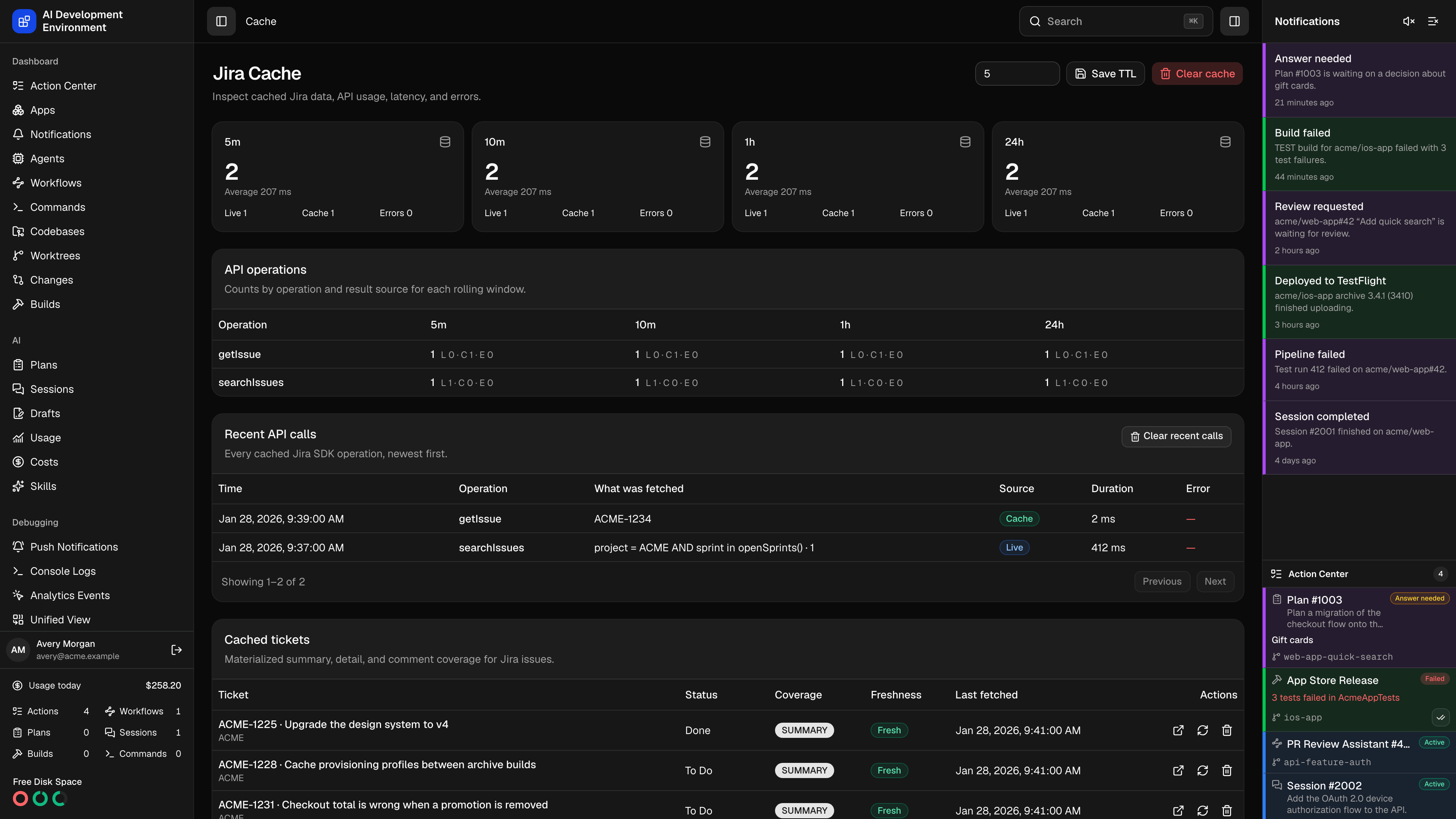 Jira Cache in dark theme