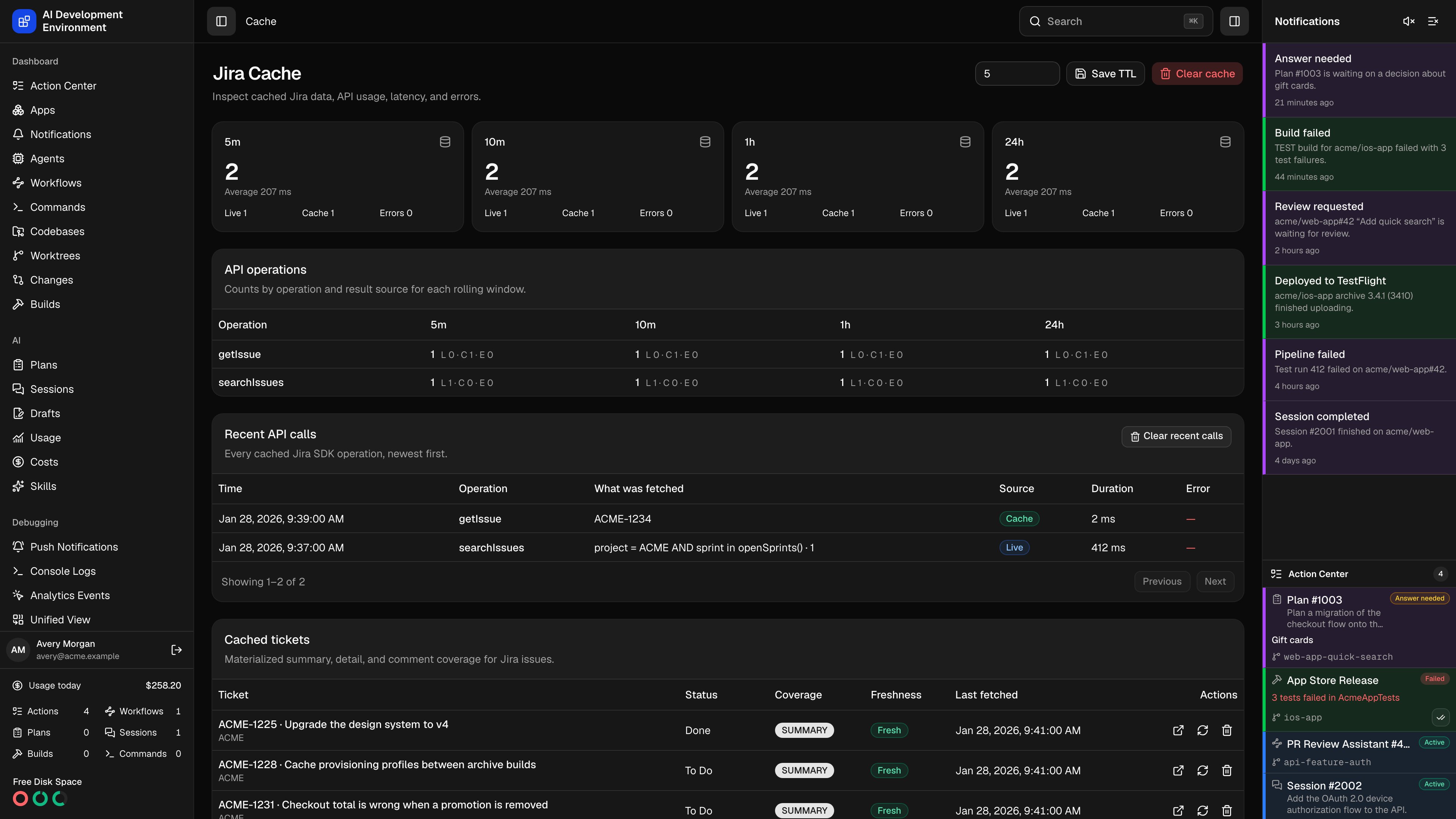 Jira Cache in dark theme