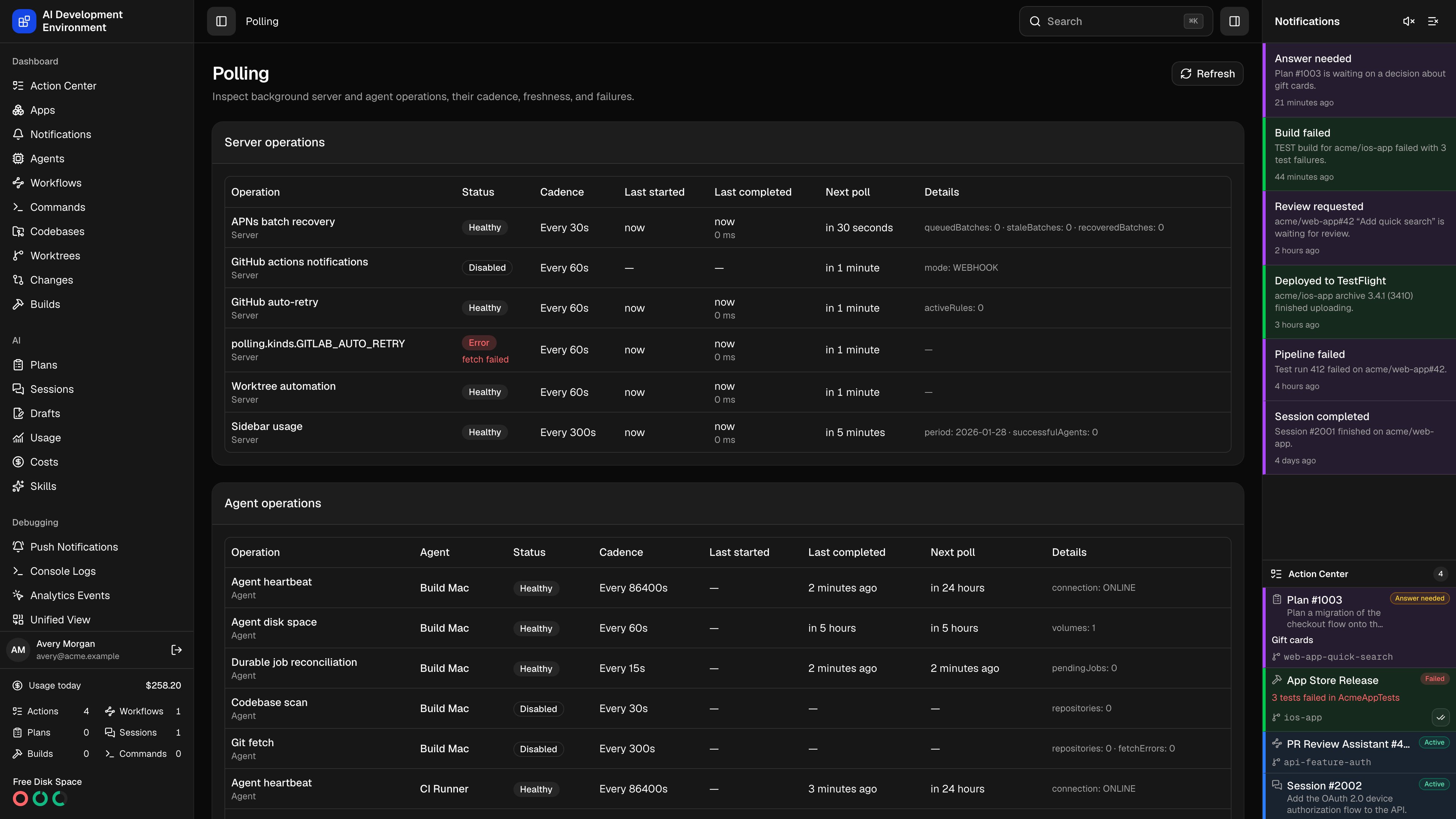 Polling page in dark theme