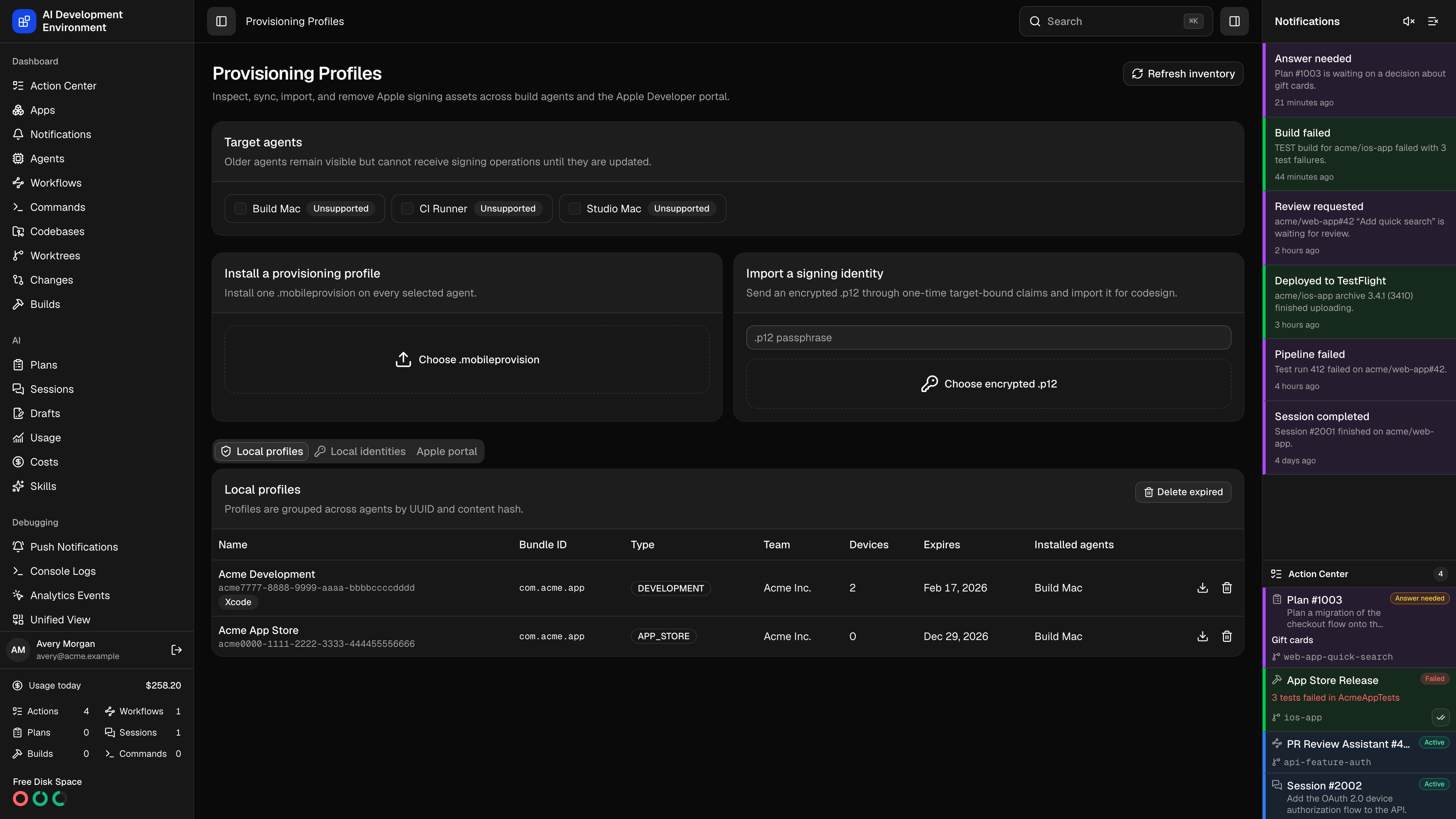 Provisioning Profiles in dark theme