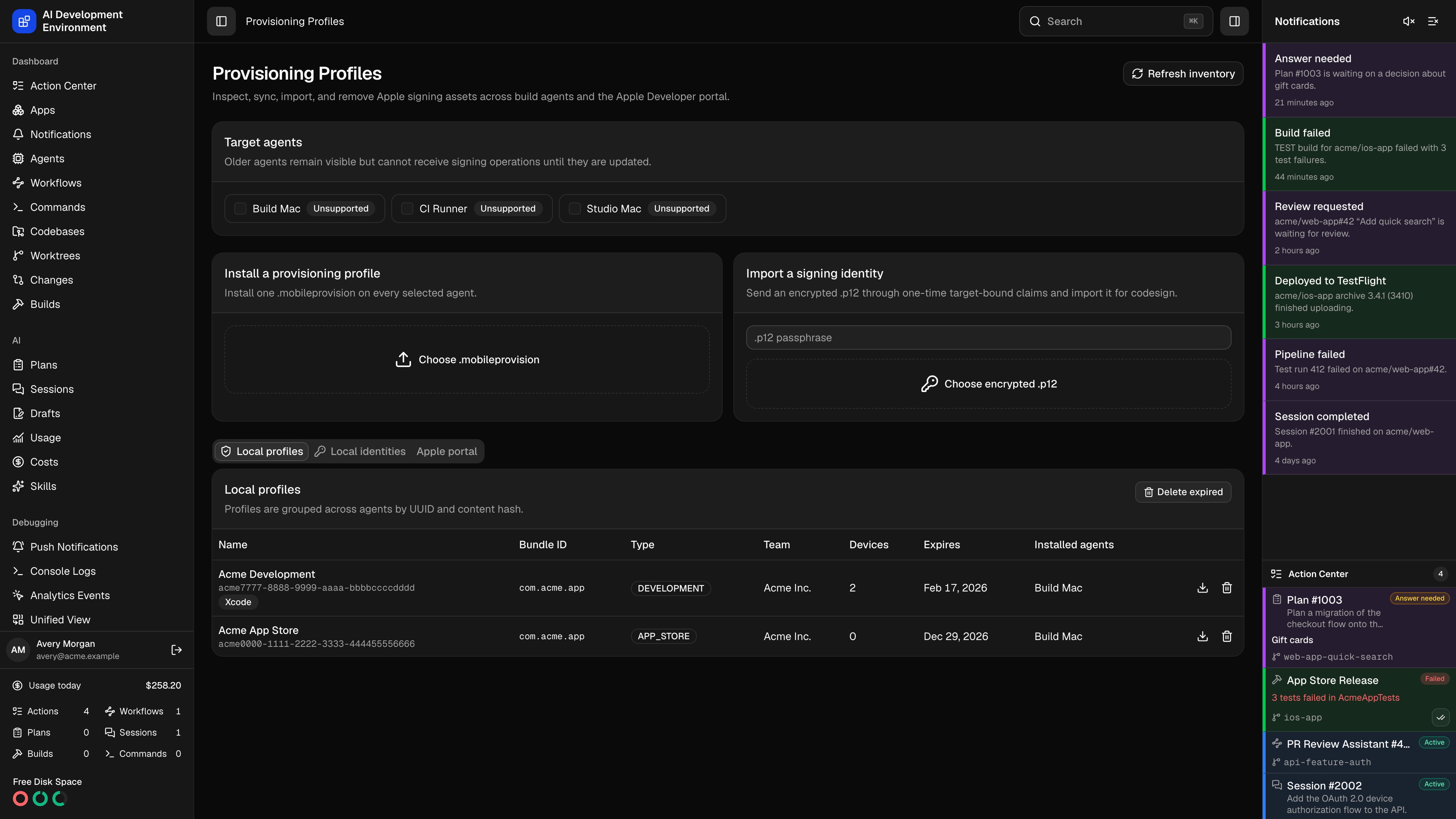 Provisioning Profiles in dark theme