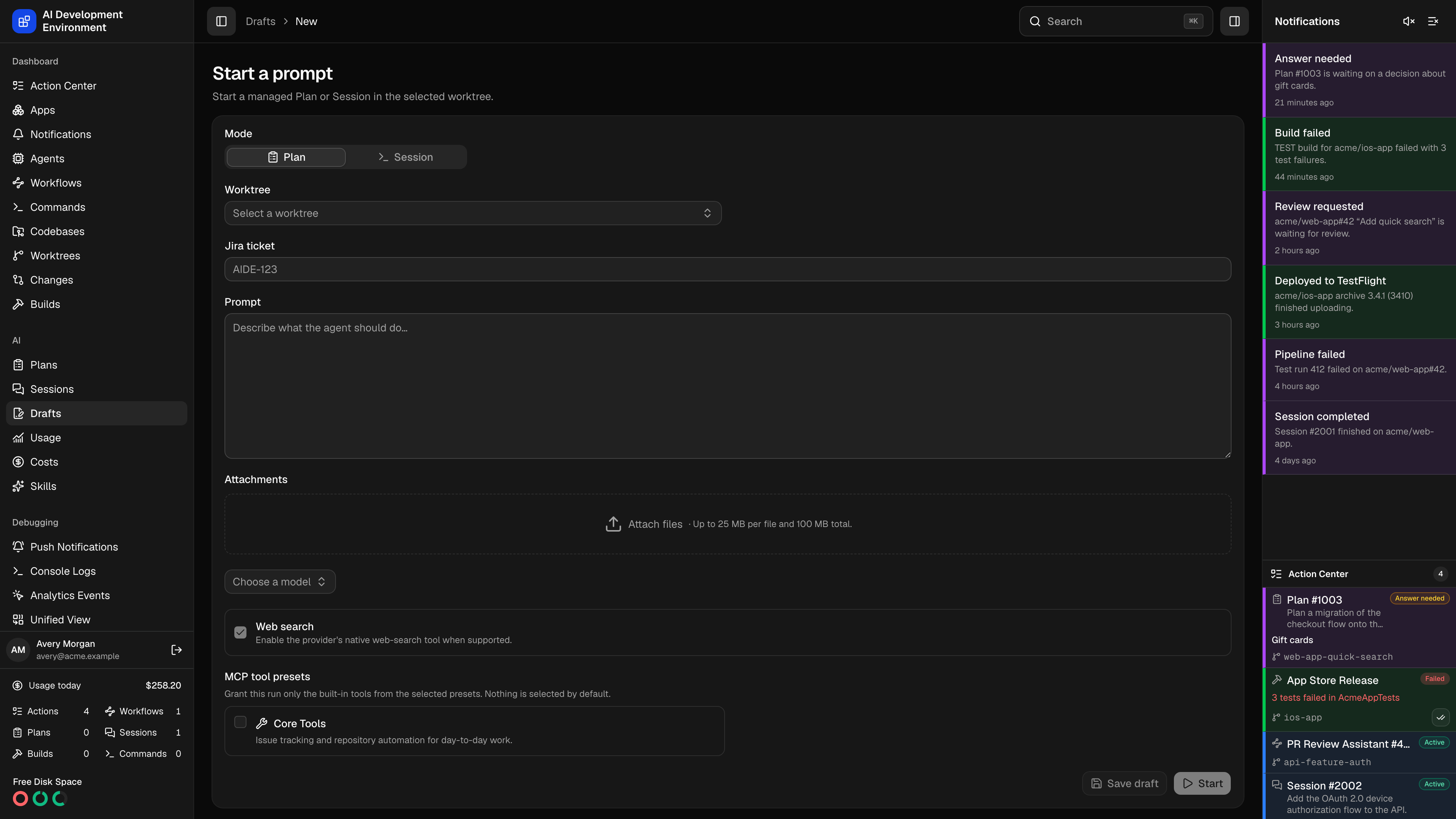 New run in dark theme