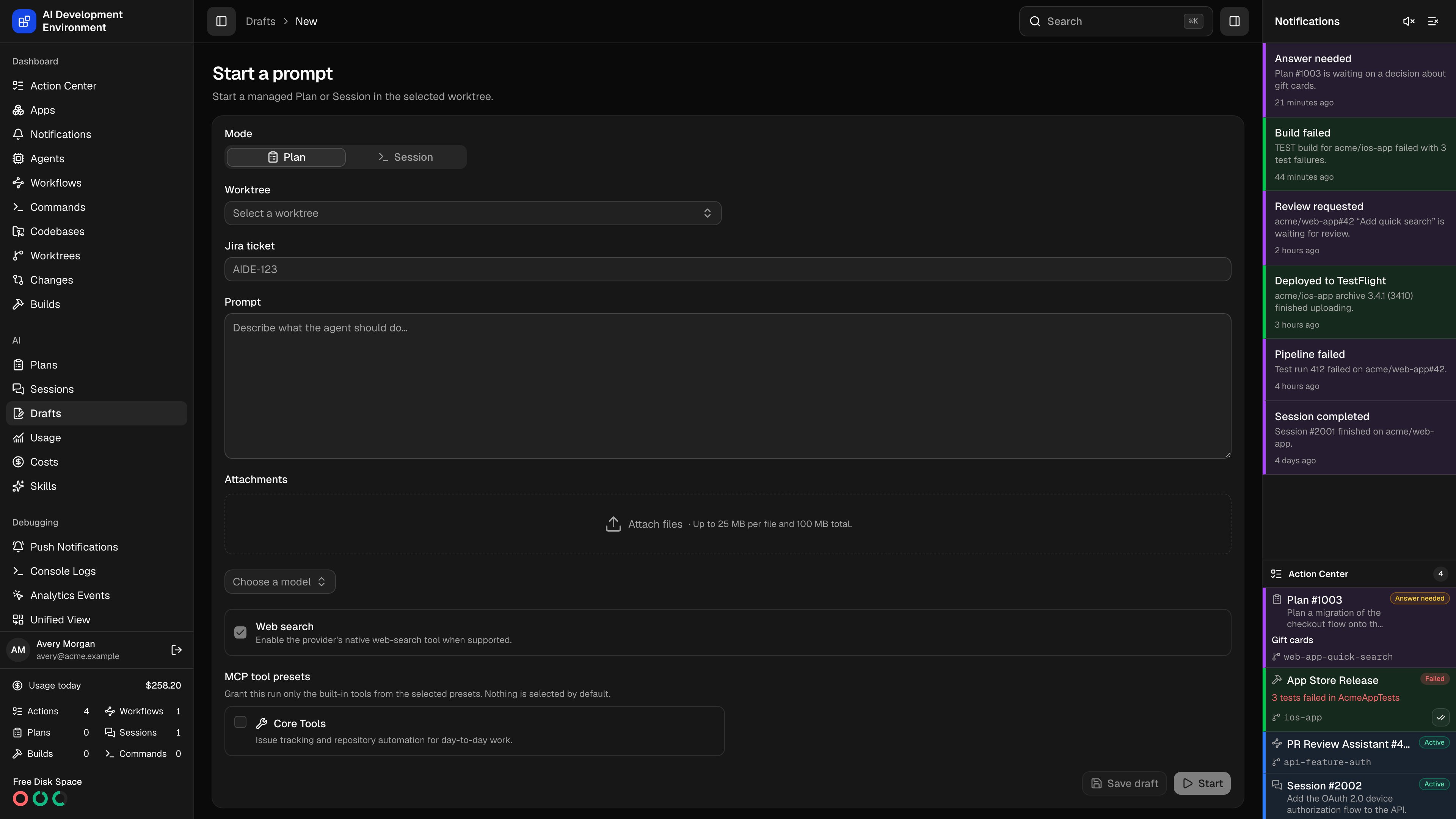 New run in dark theme