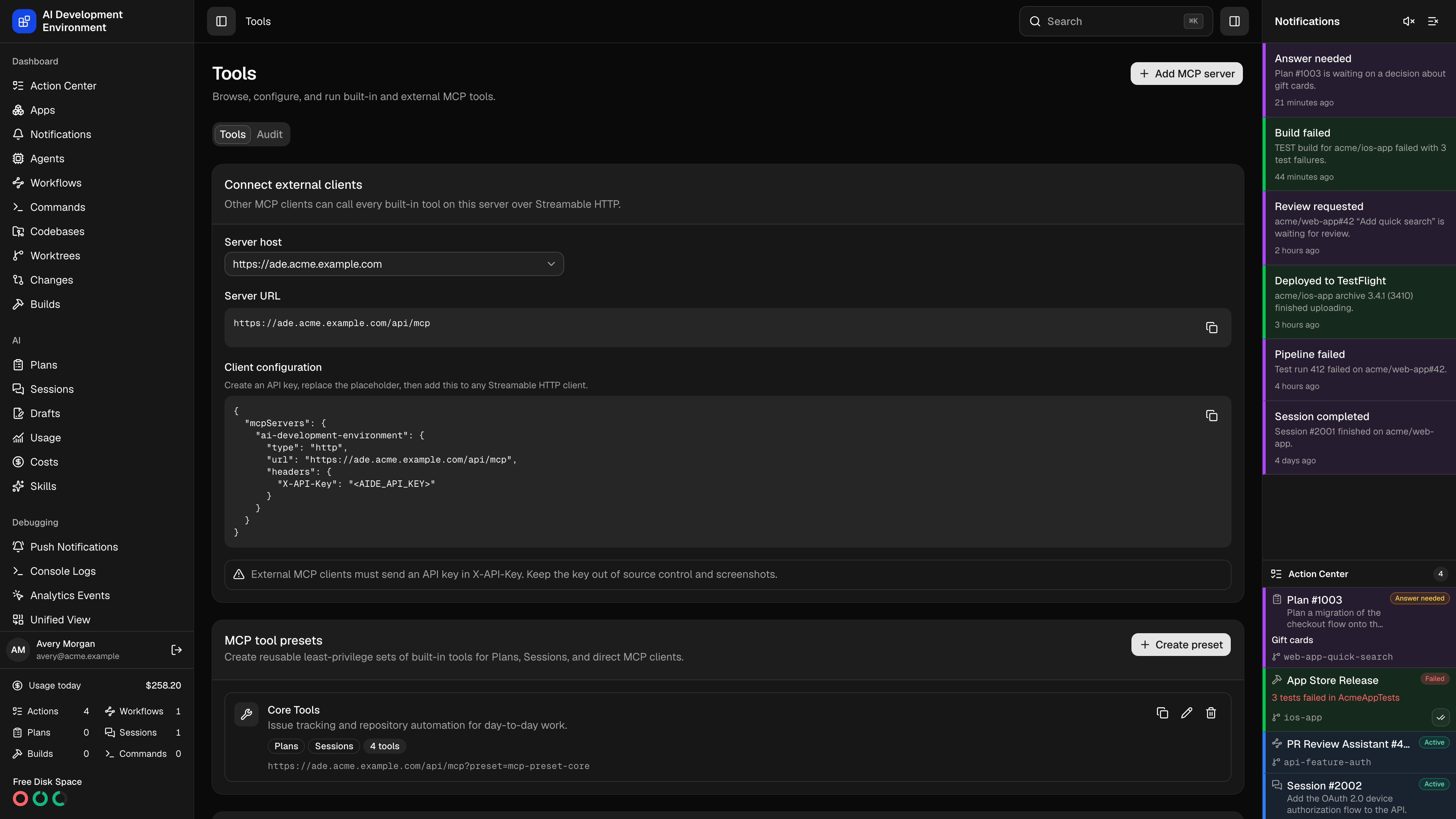 Tools in dark theme