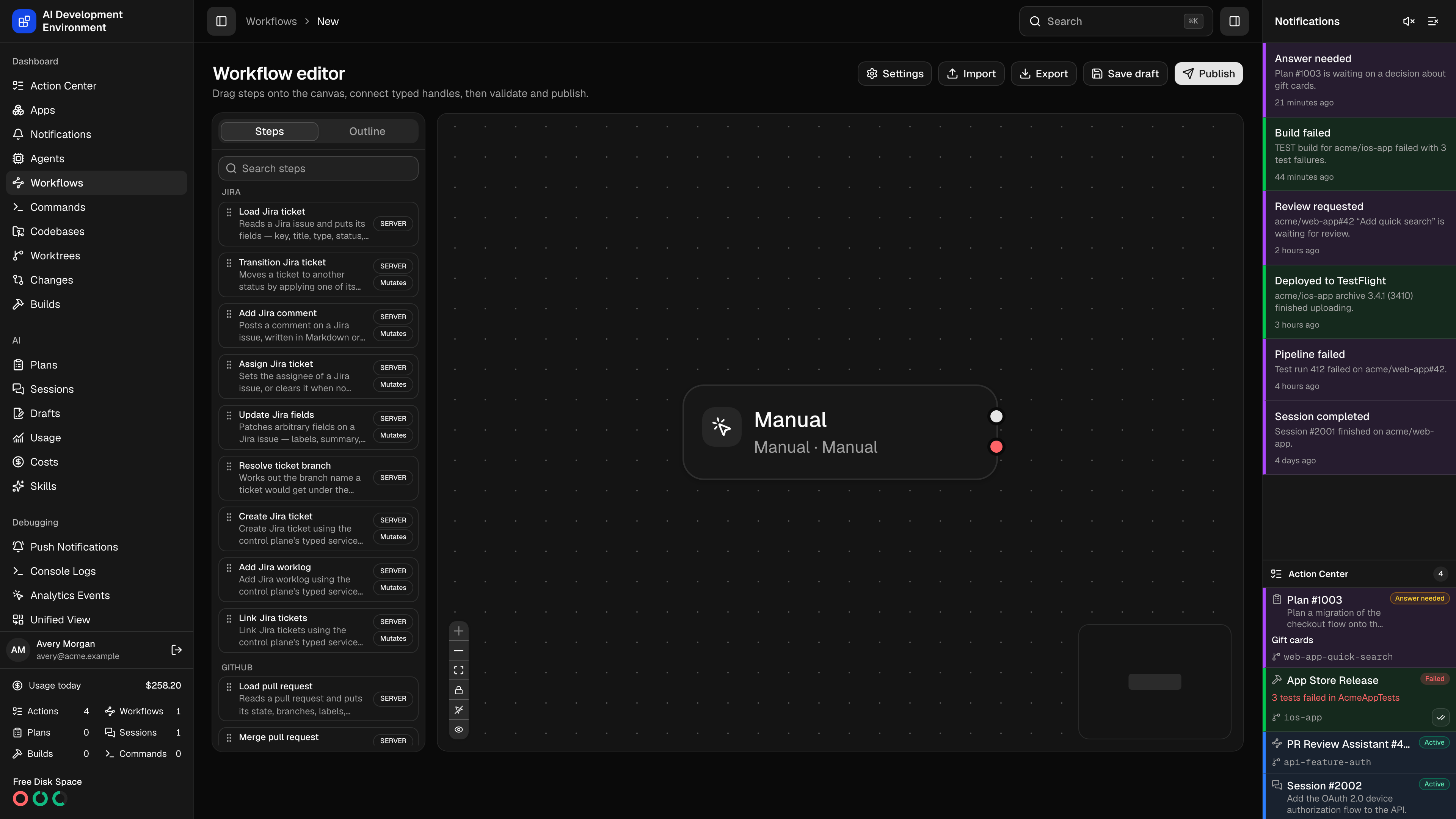 New workflow in dark theme