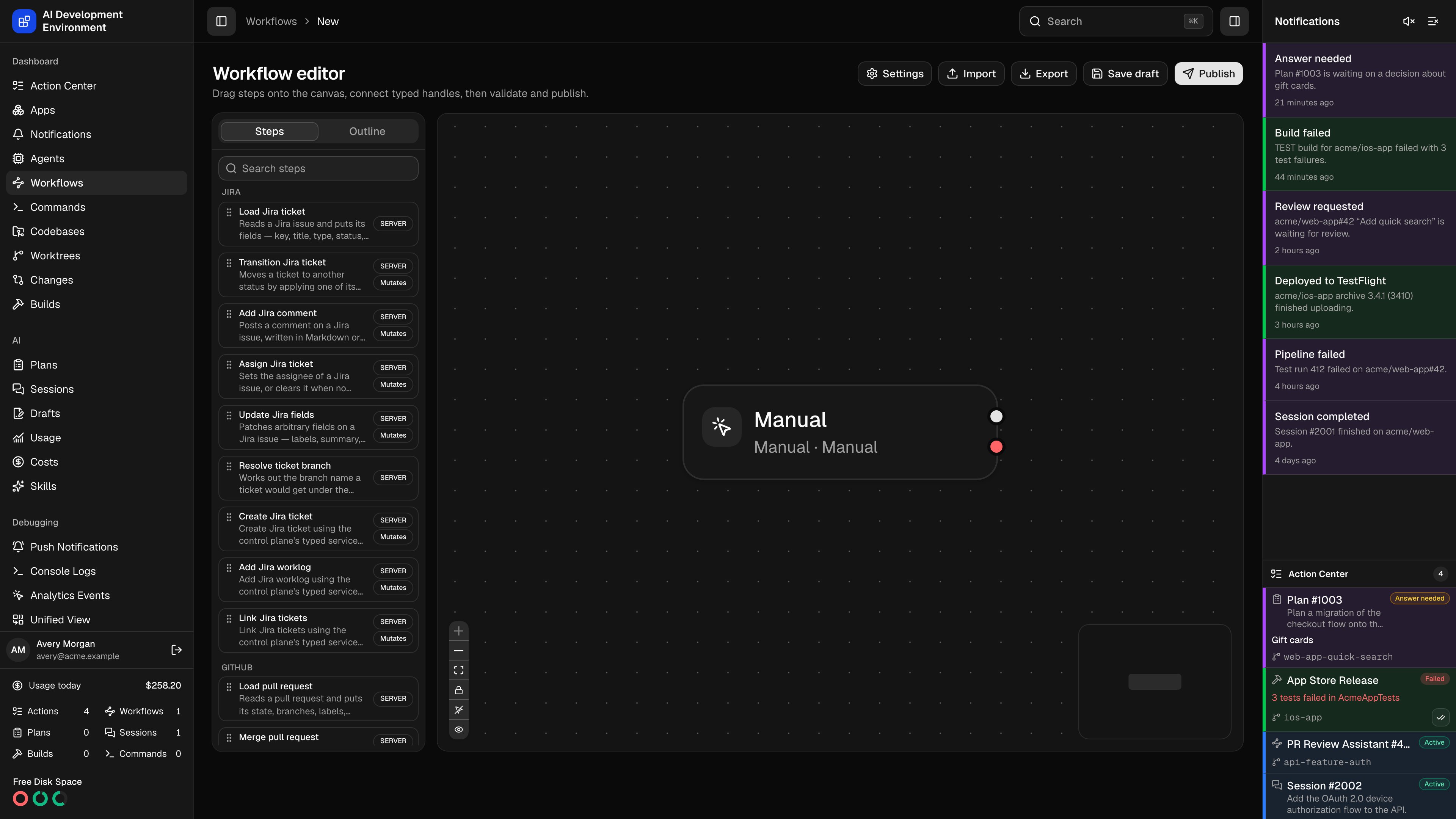 New workflow in dark theme