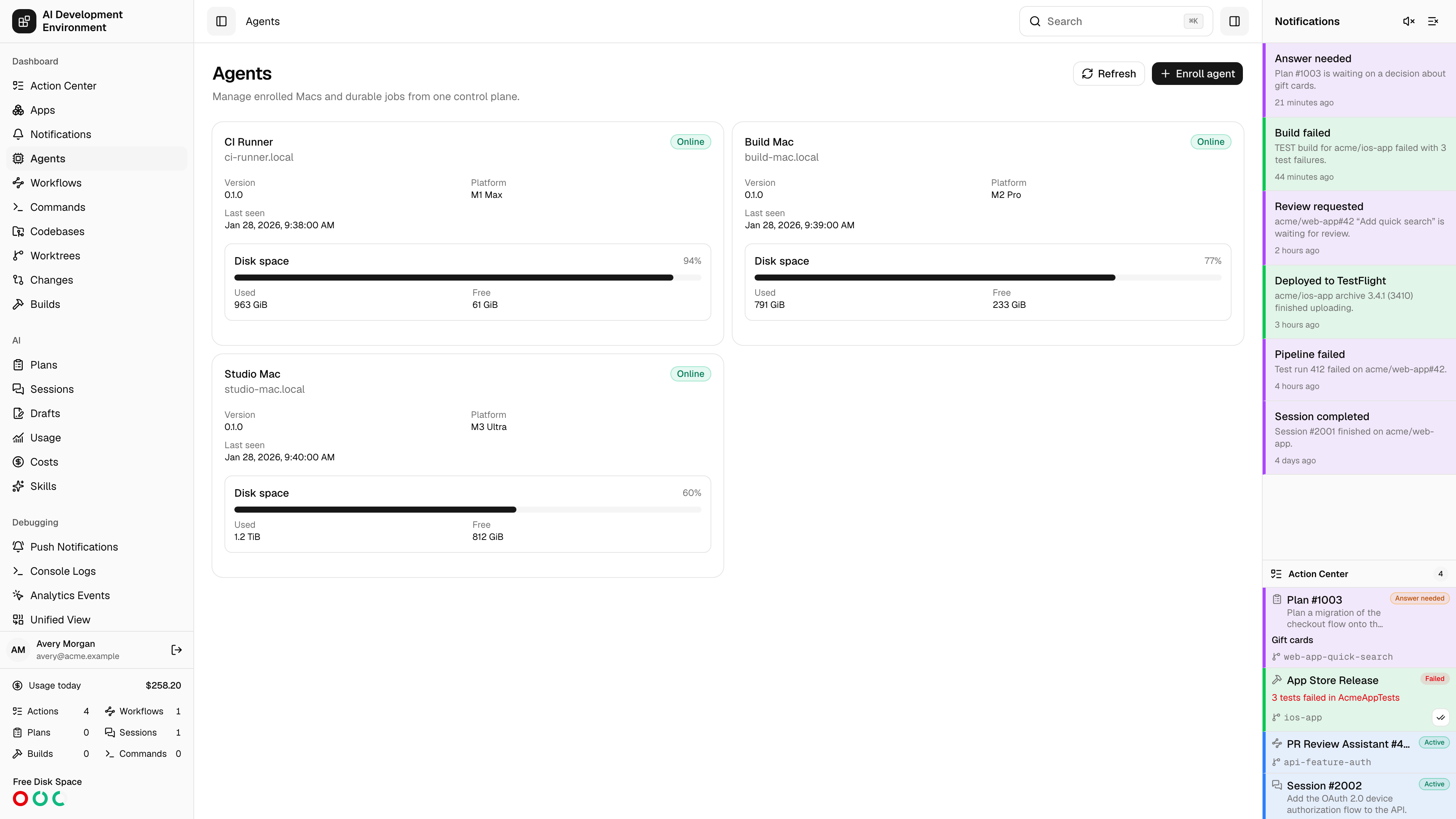 Agents in light theme