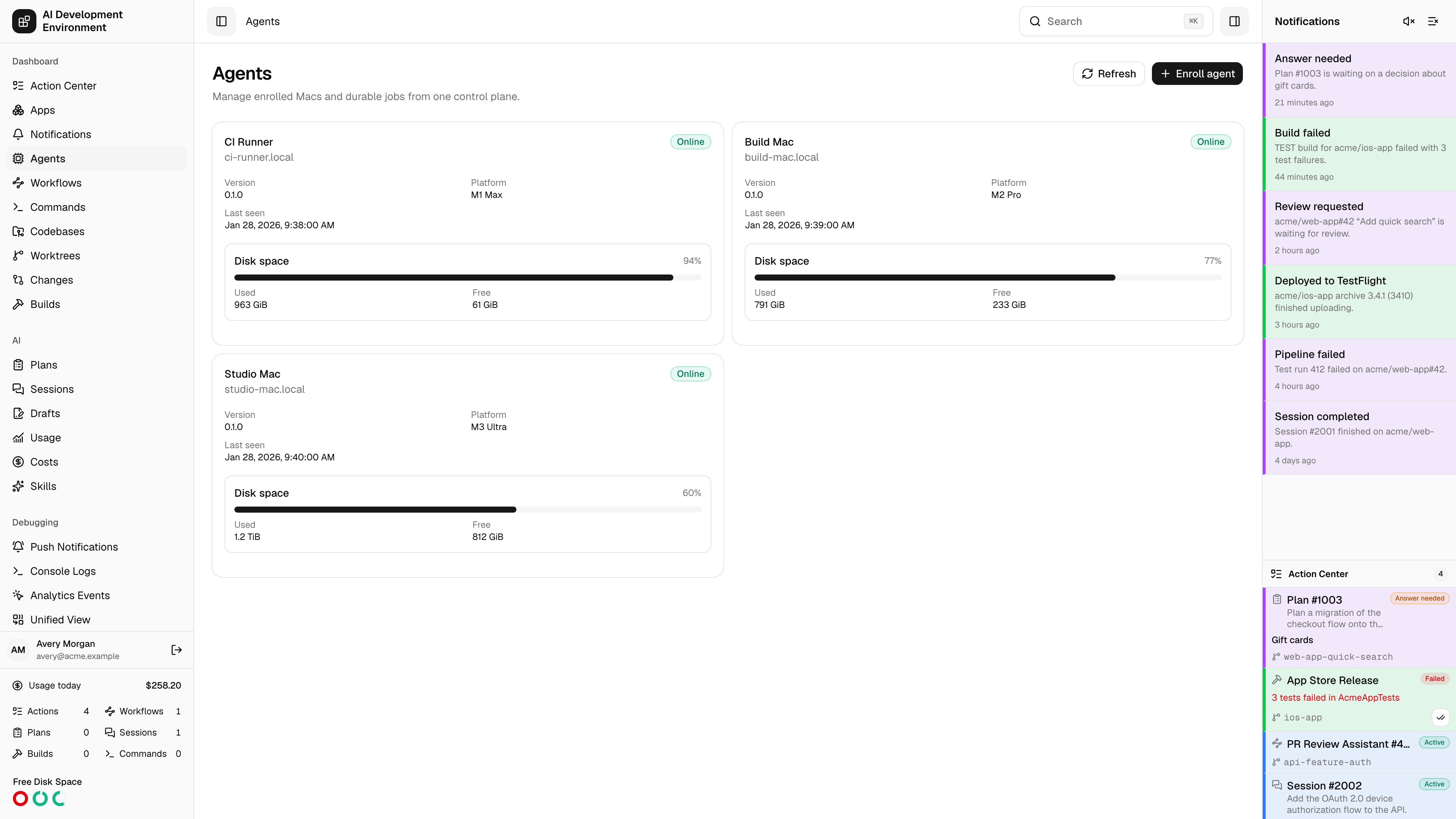 Agents in light theme
