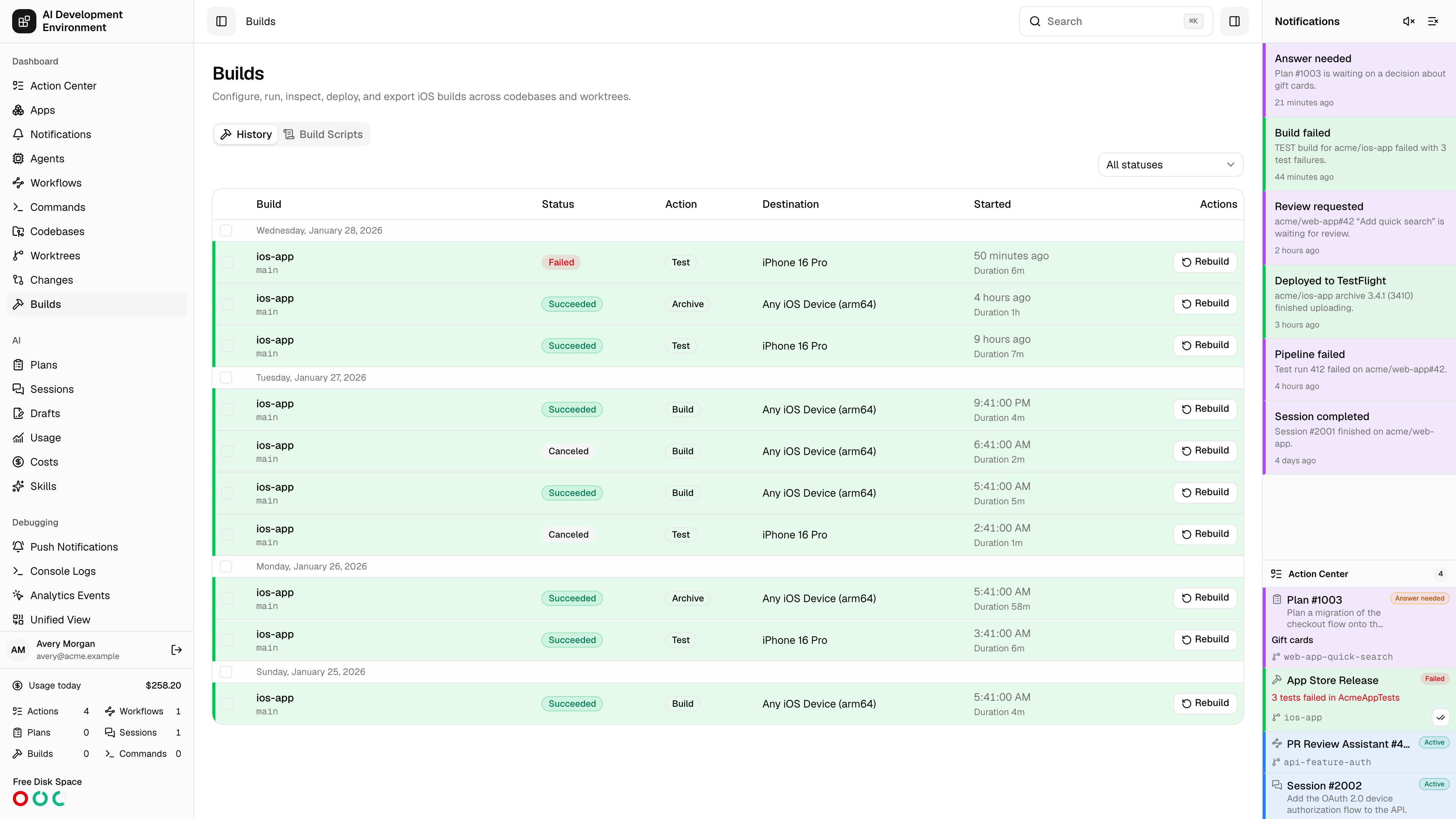 Builds in light theme