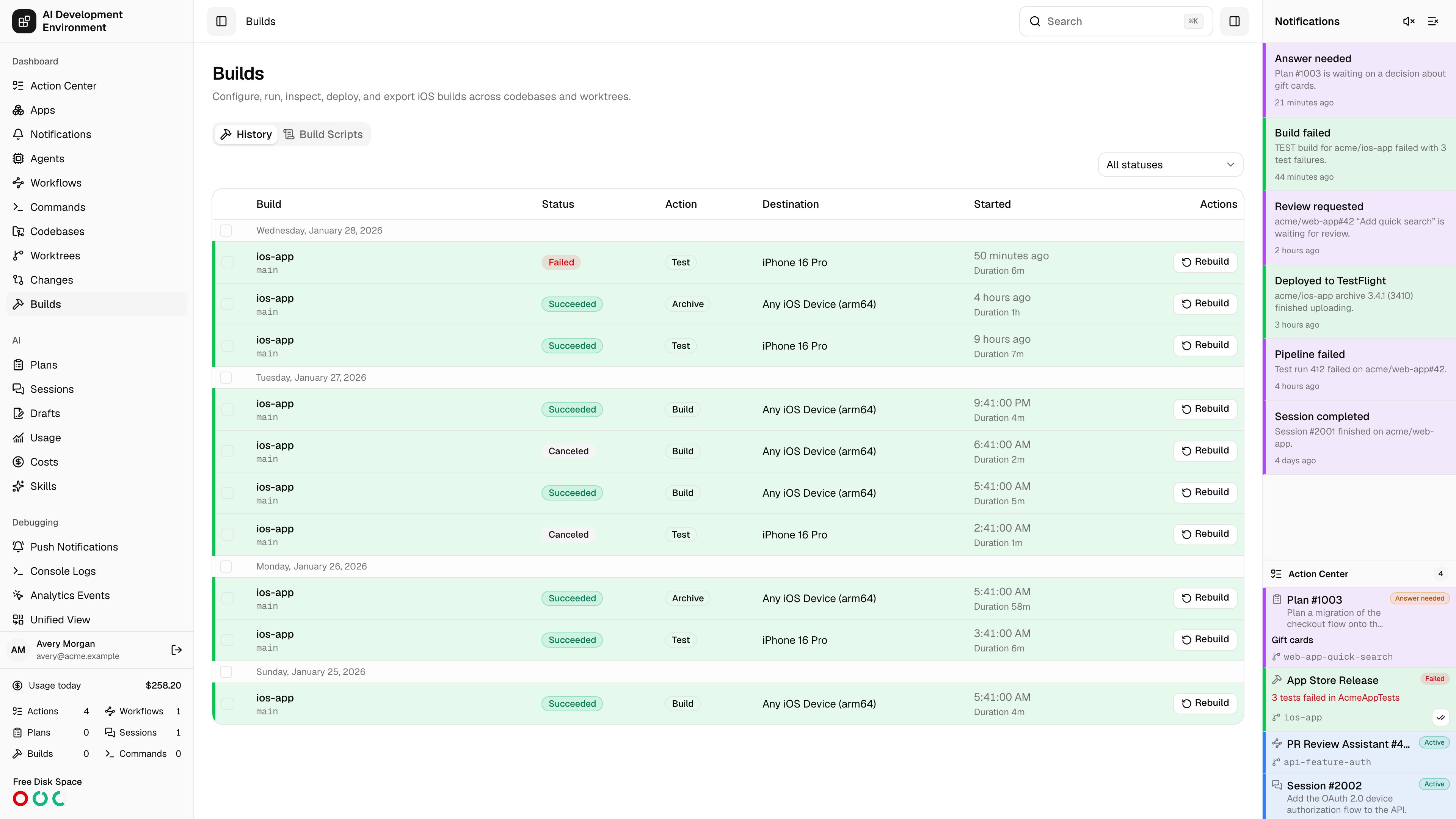 Builds in light theme