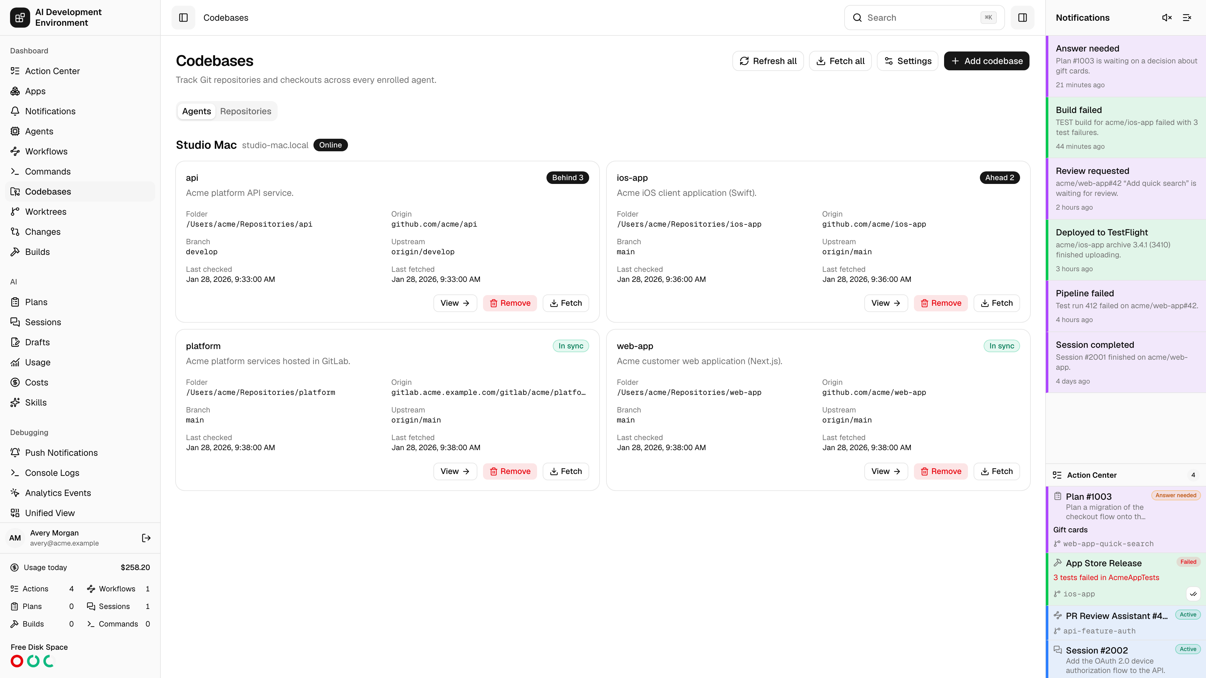 Codebases in light theme