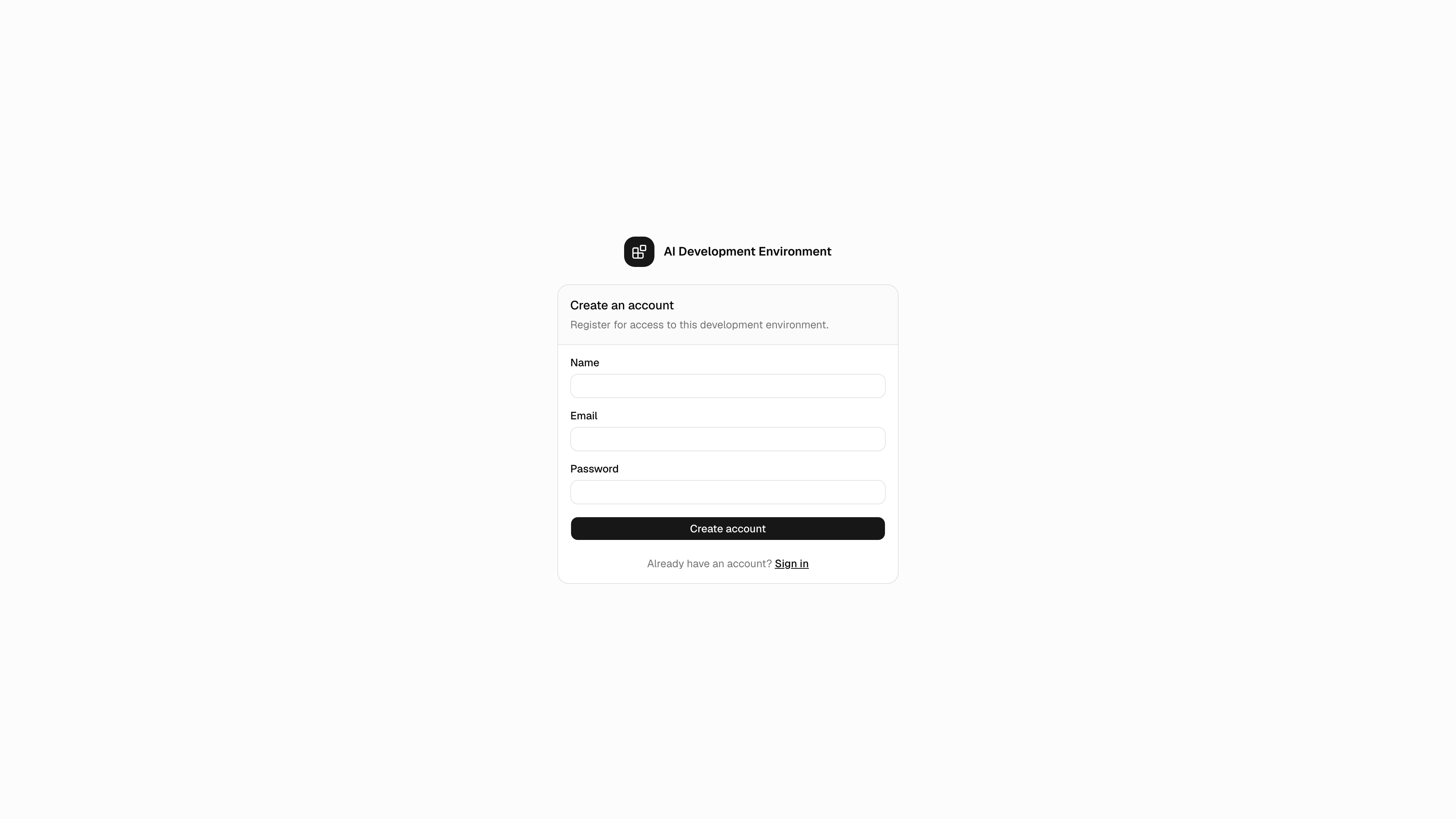 Registration page in light theme