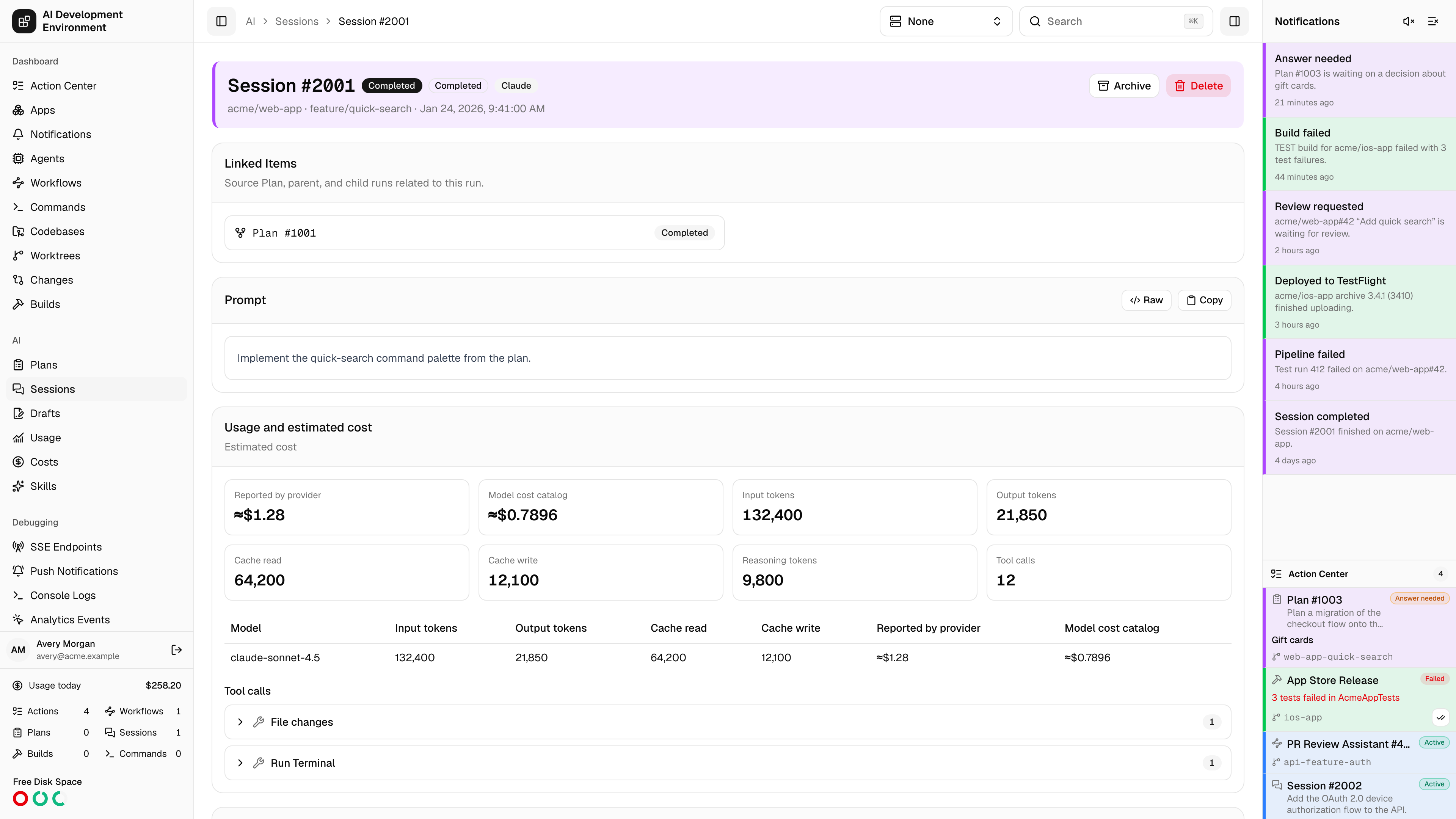 Session details page in light theme