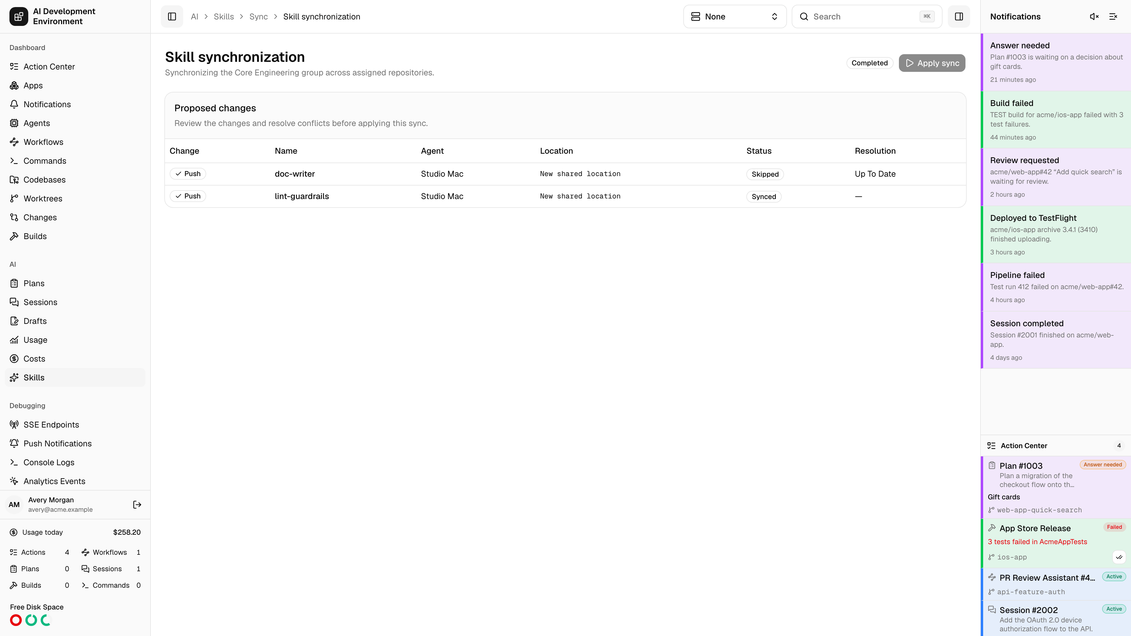 Skill synchronization in light theme