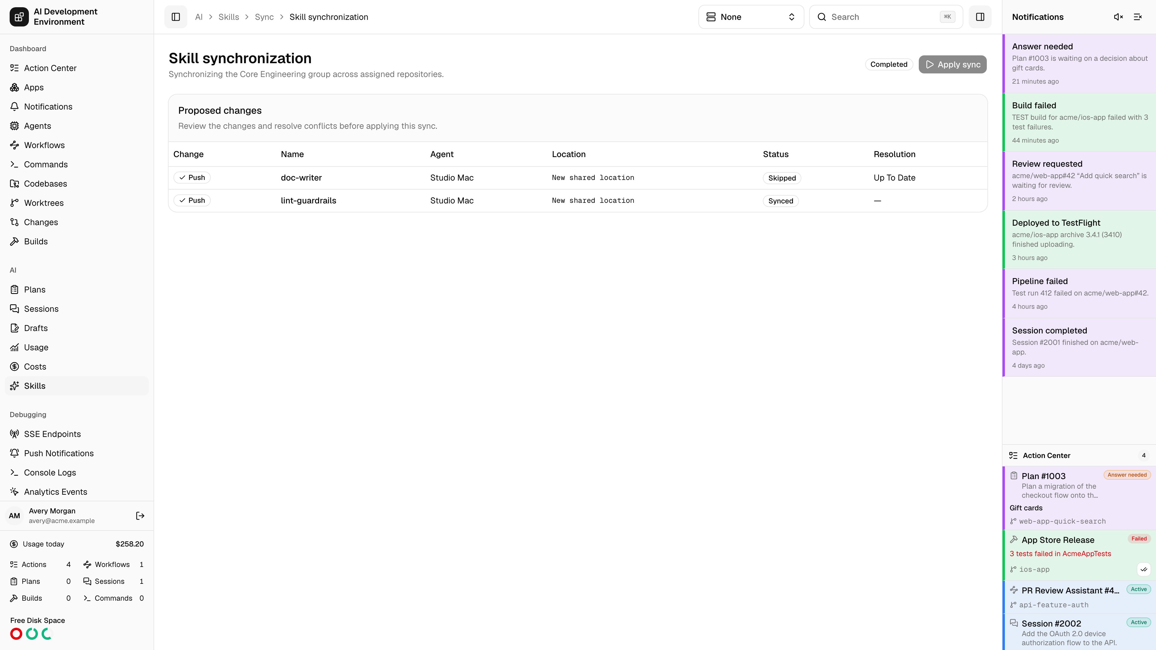 Skill synchronization in light theme