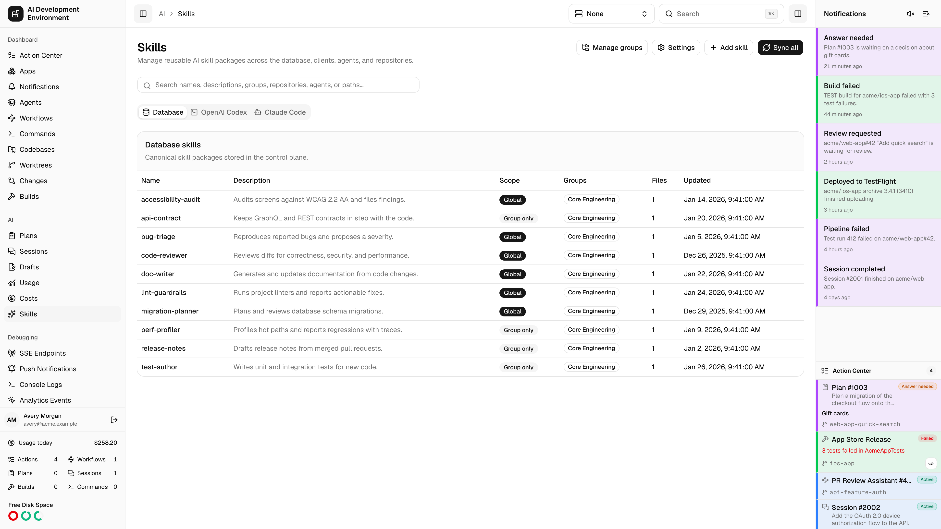 Skills in light theme