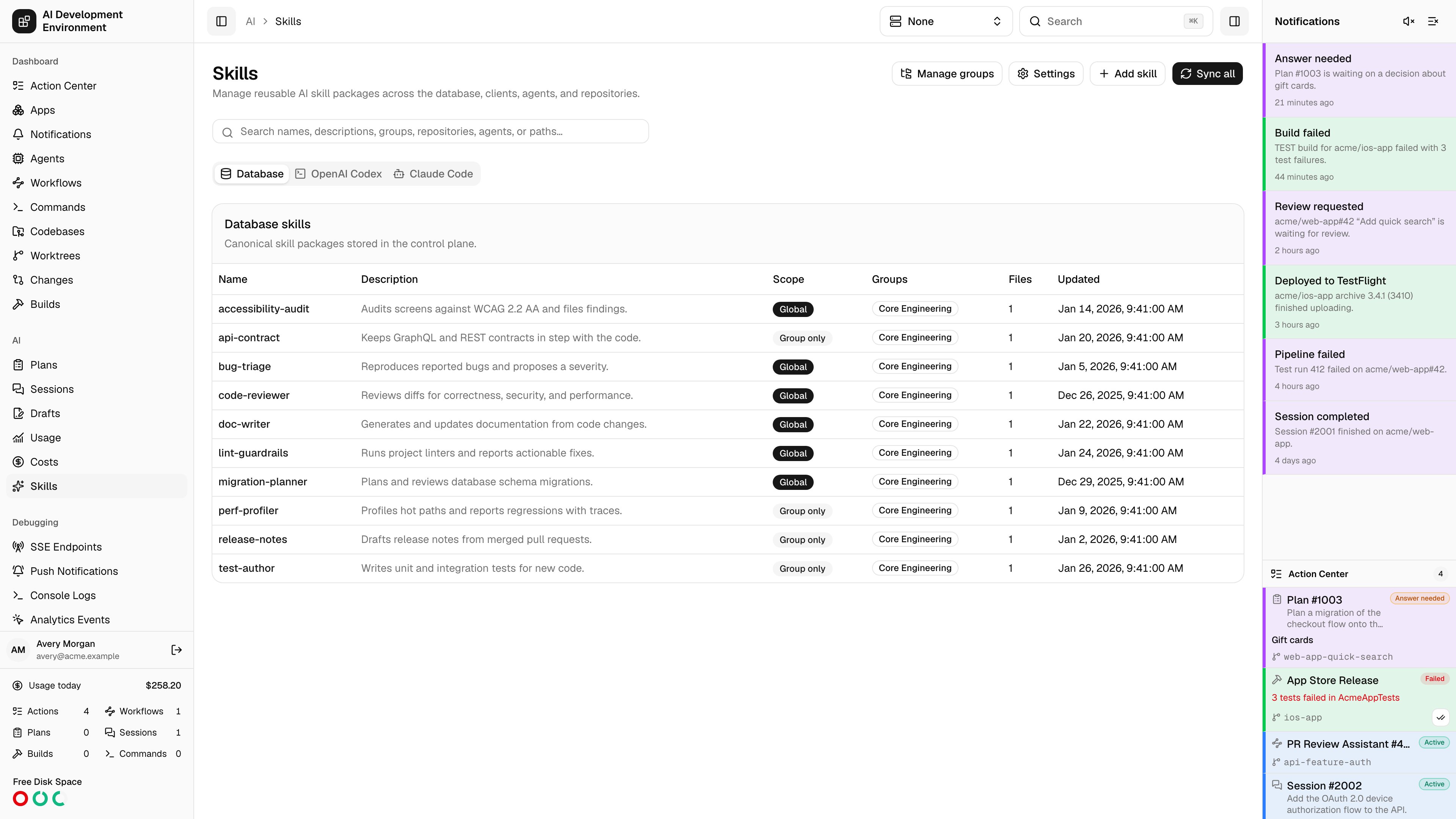 Skills in light theme