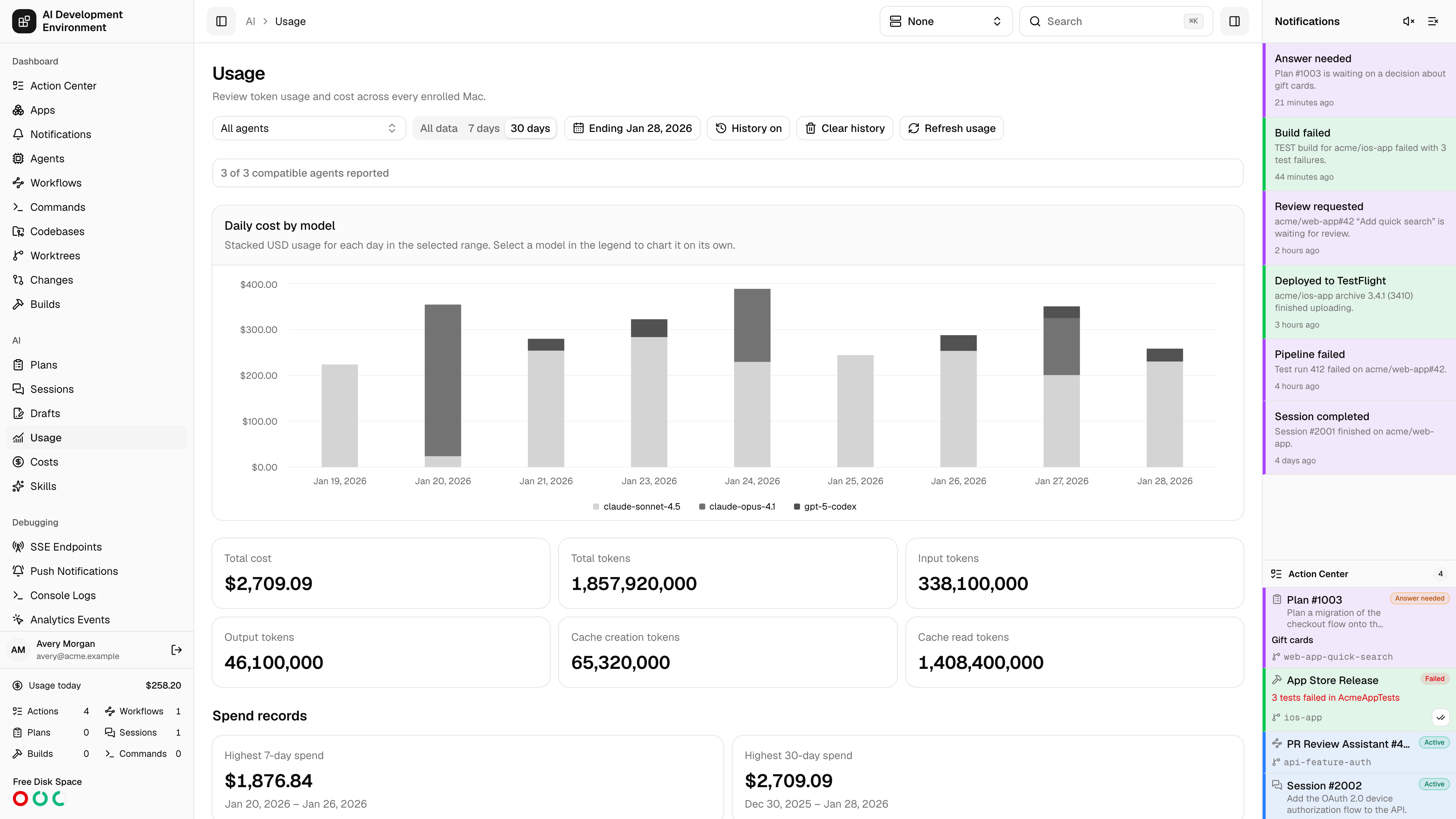 Usage page in light theme