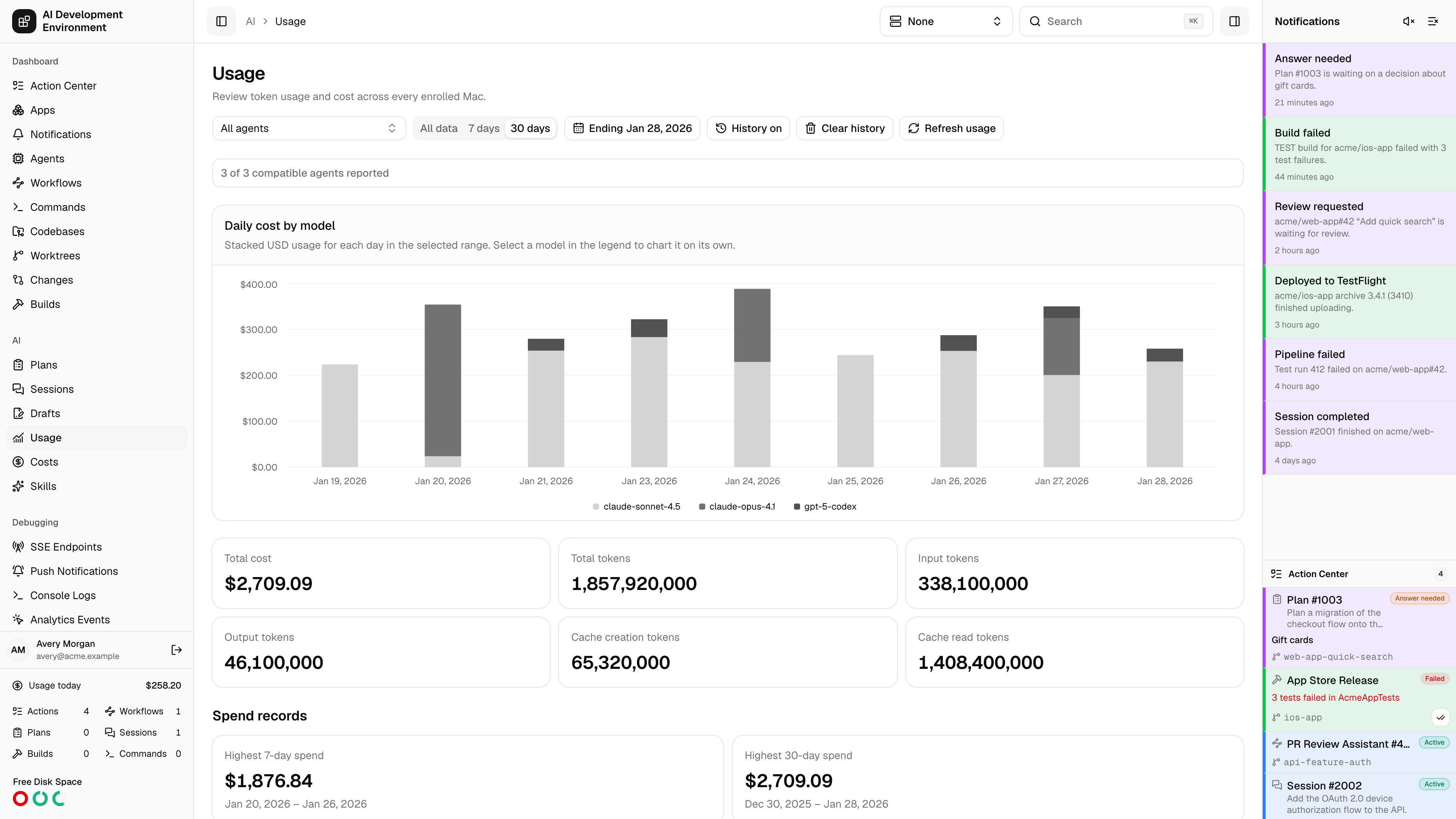 Usage page in light theme