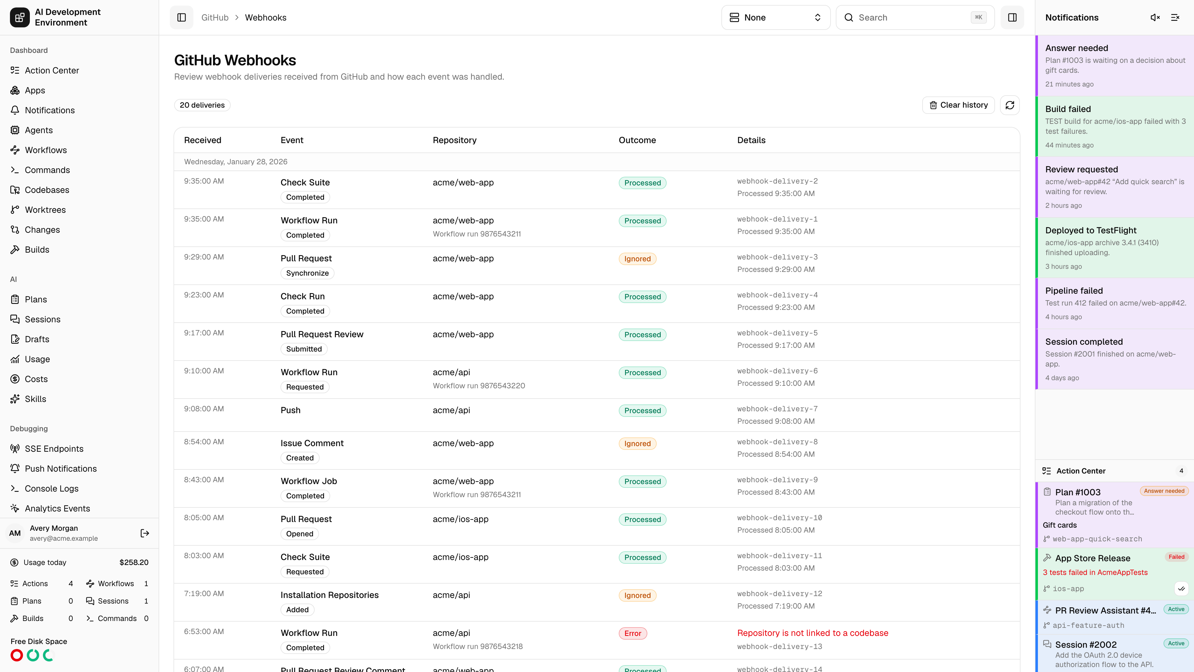 GitHub Webhooks in light theme