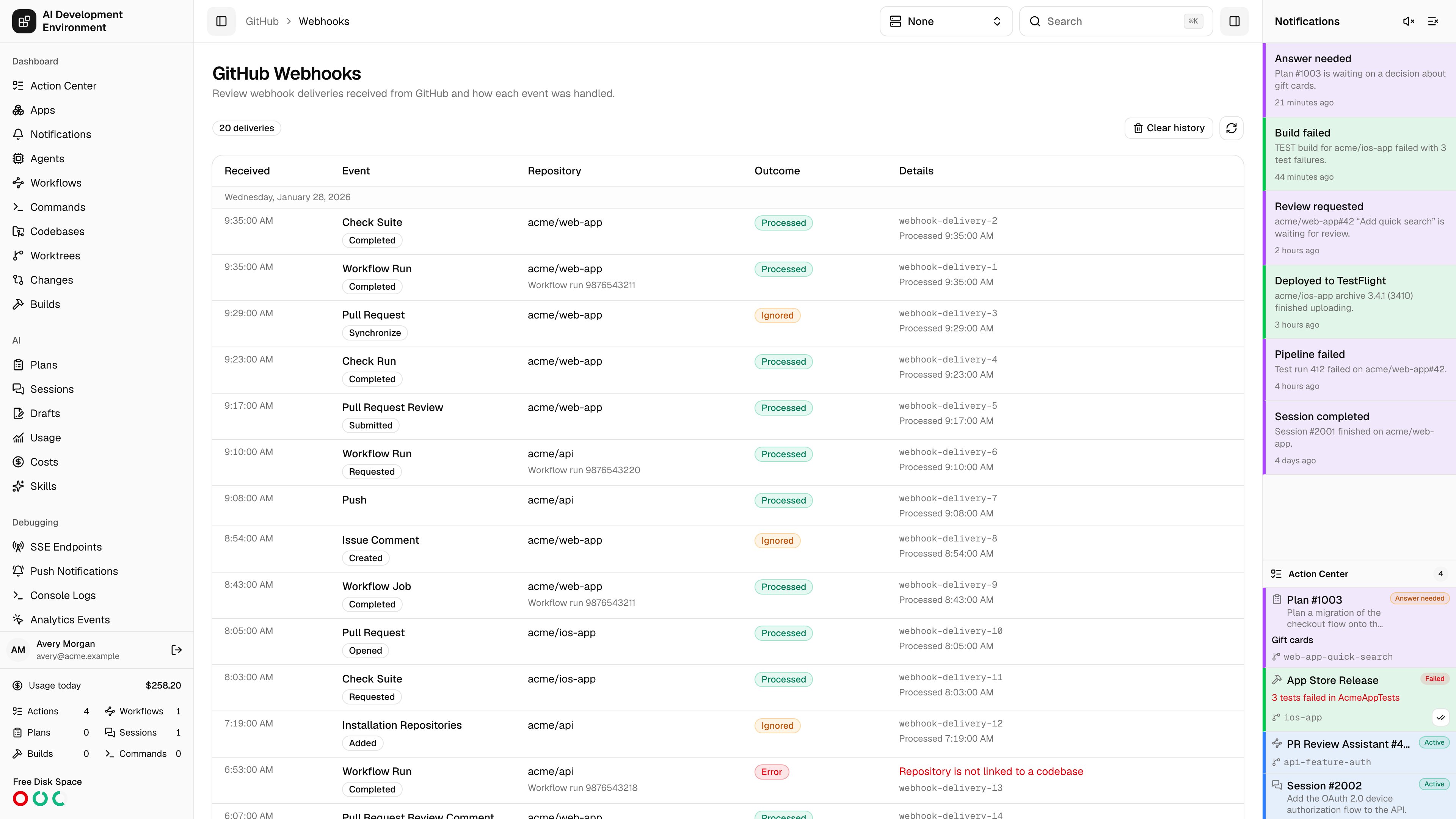 GitHub Webhooks in light theme