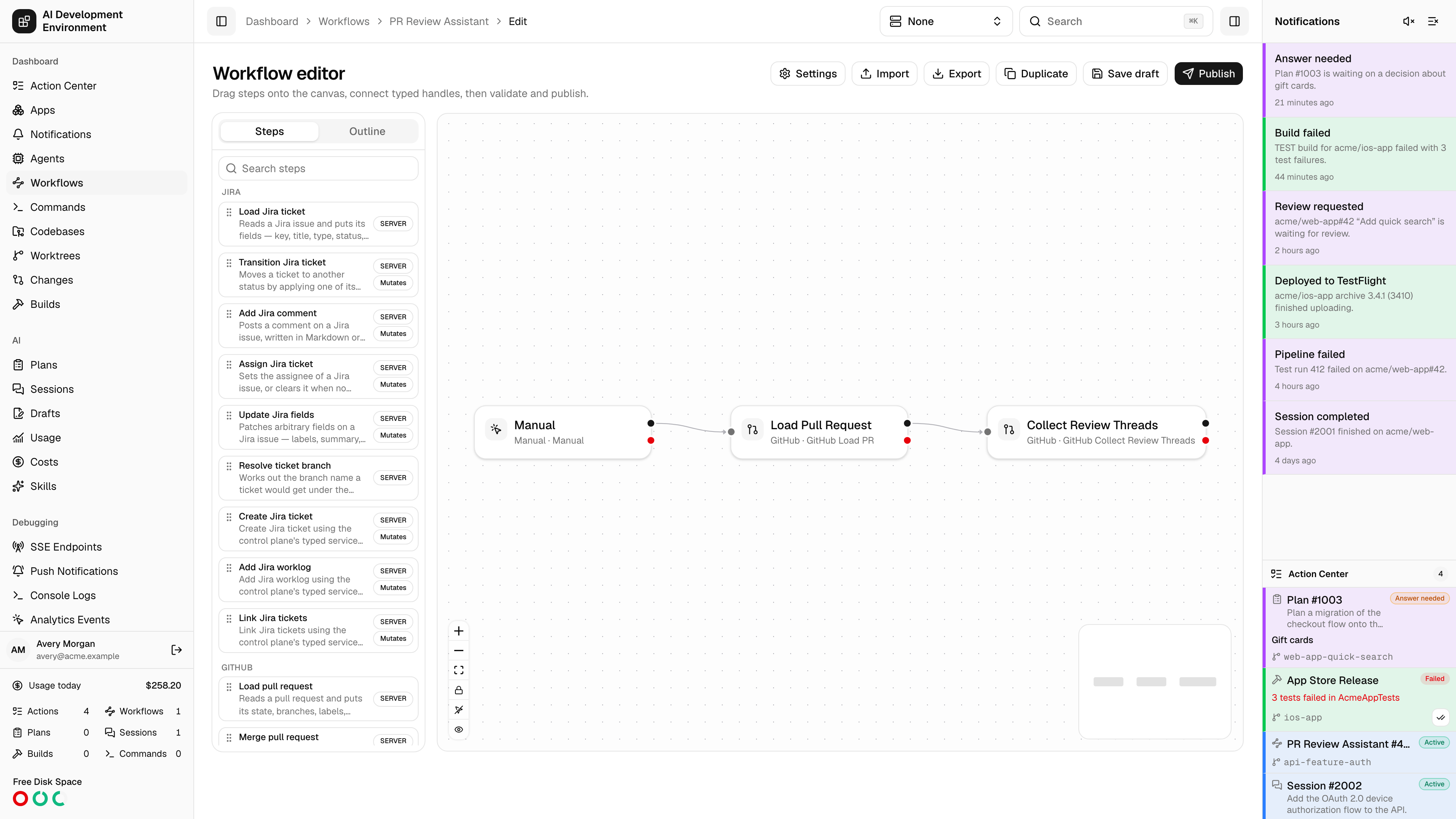 Workflow editor in light theme