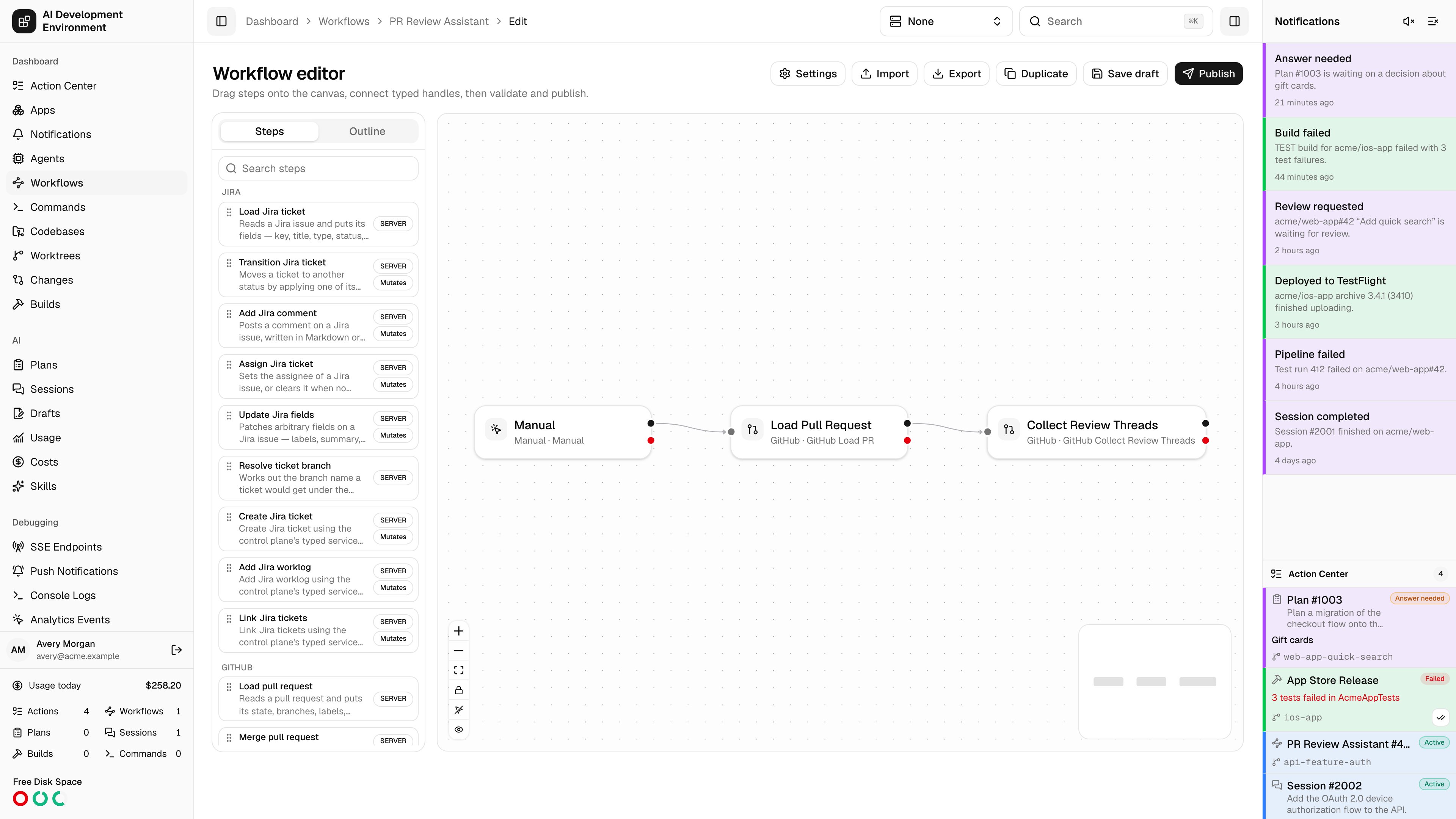 Workflow editor in light theme