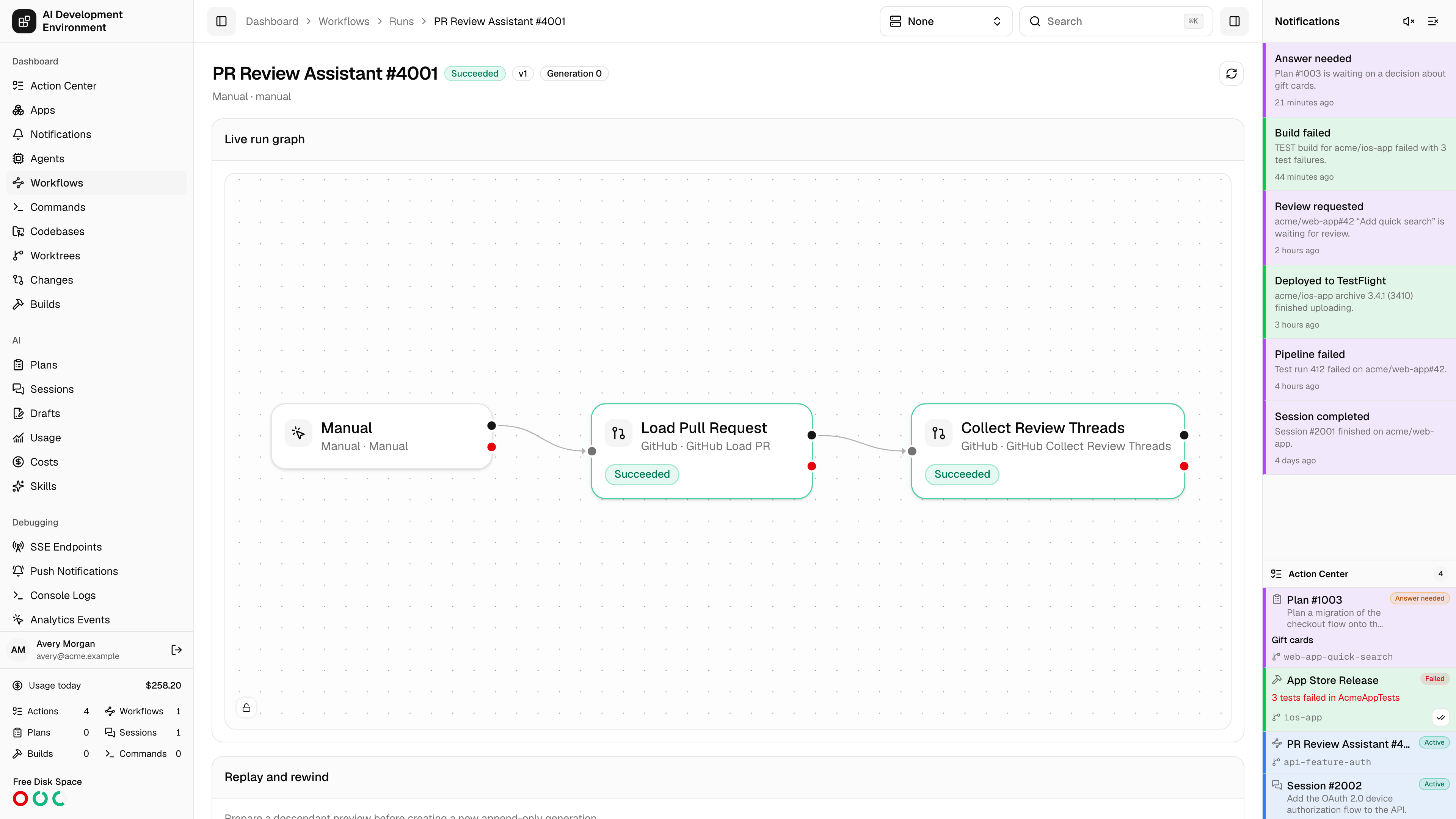 Workflow run in light theme