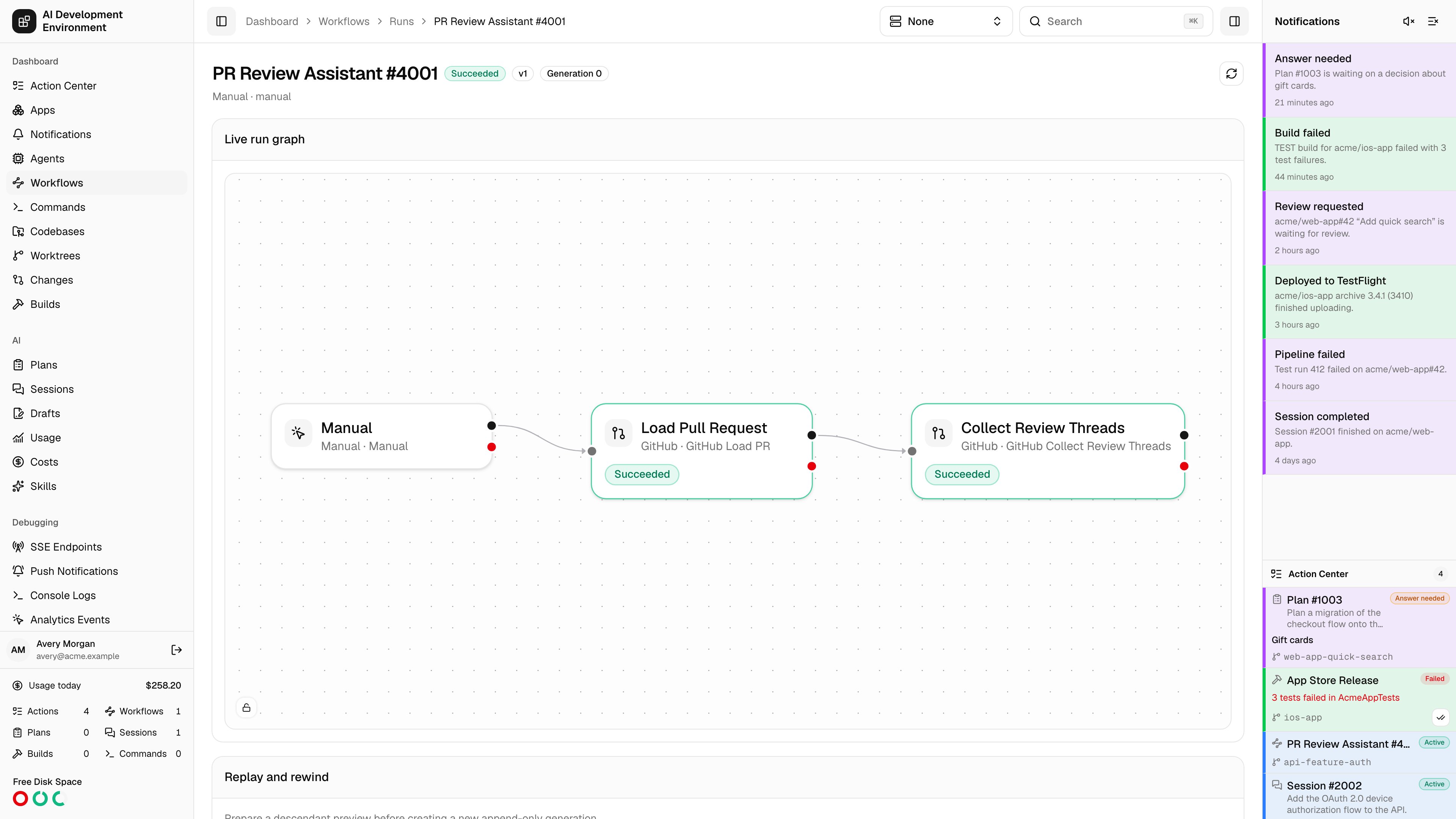 Workflow run in light theme