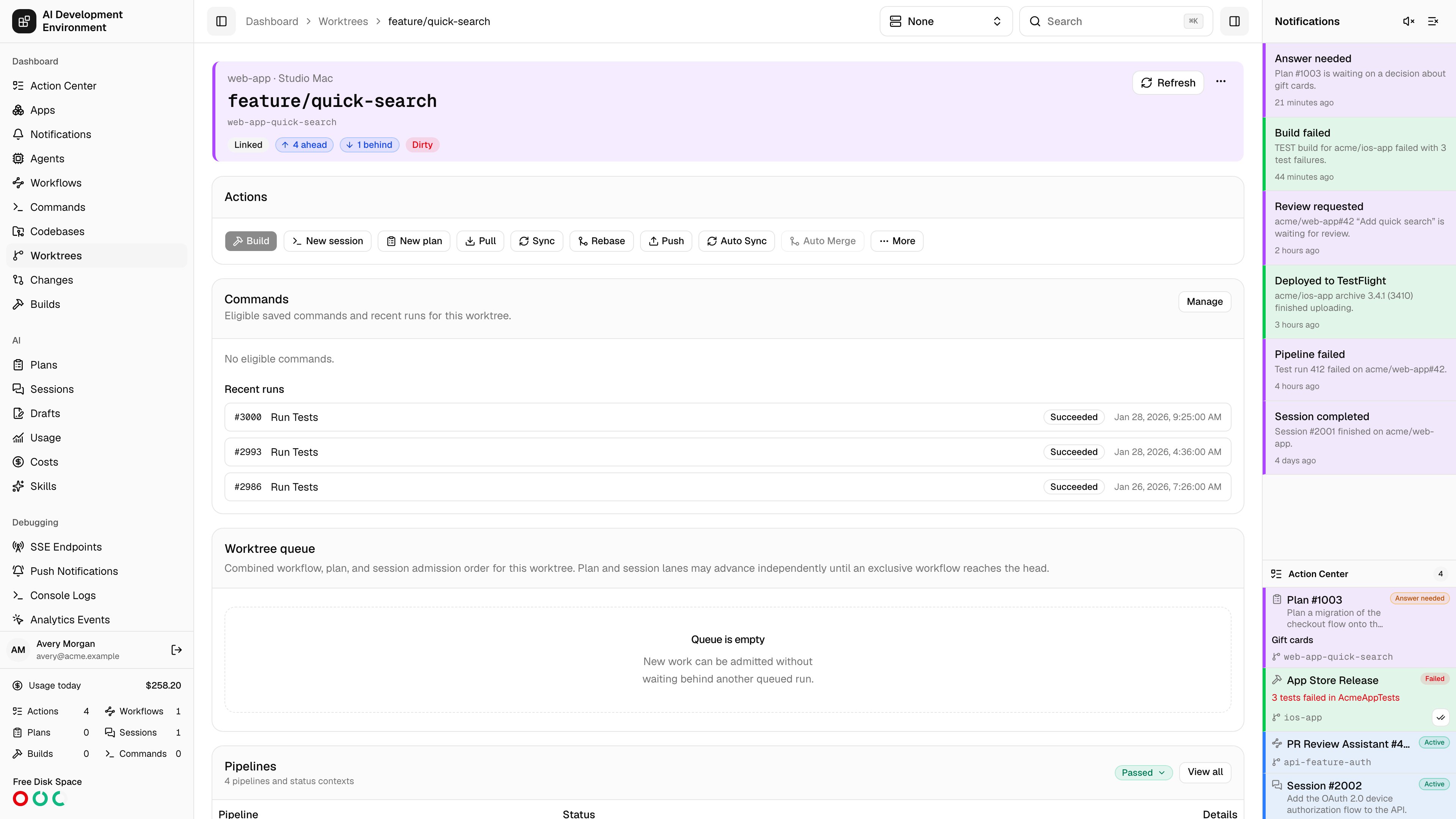 Worktree details in light theme