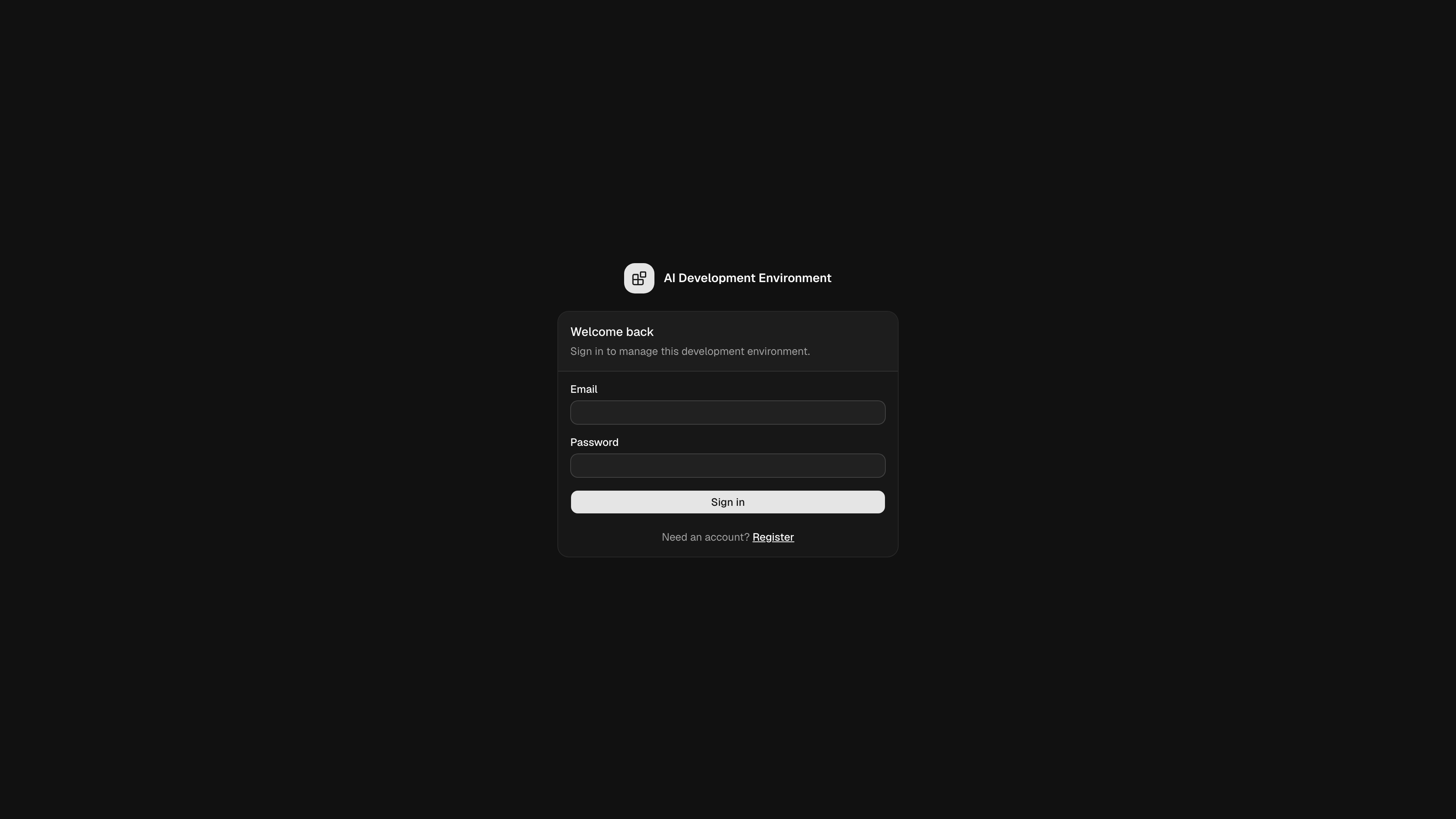 Sign-in page in dark theme