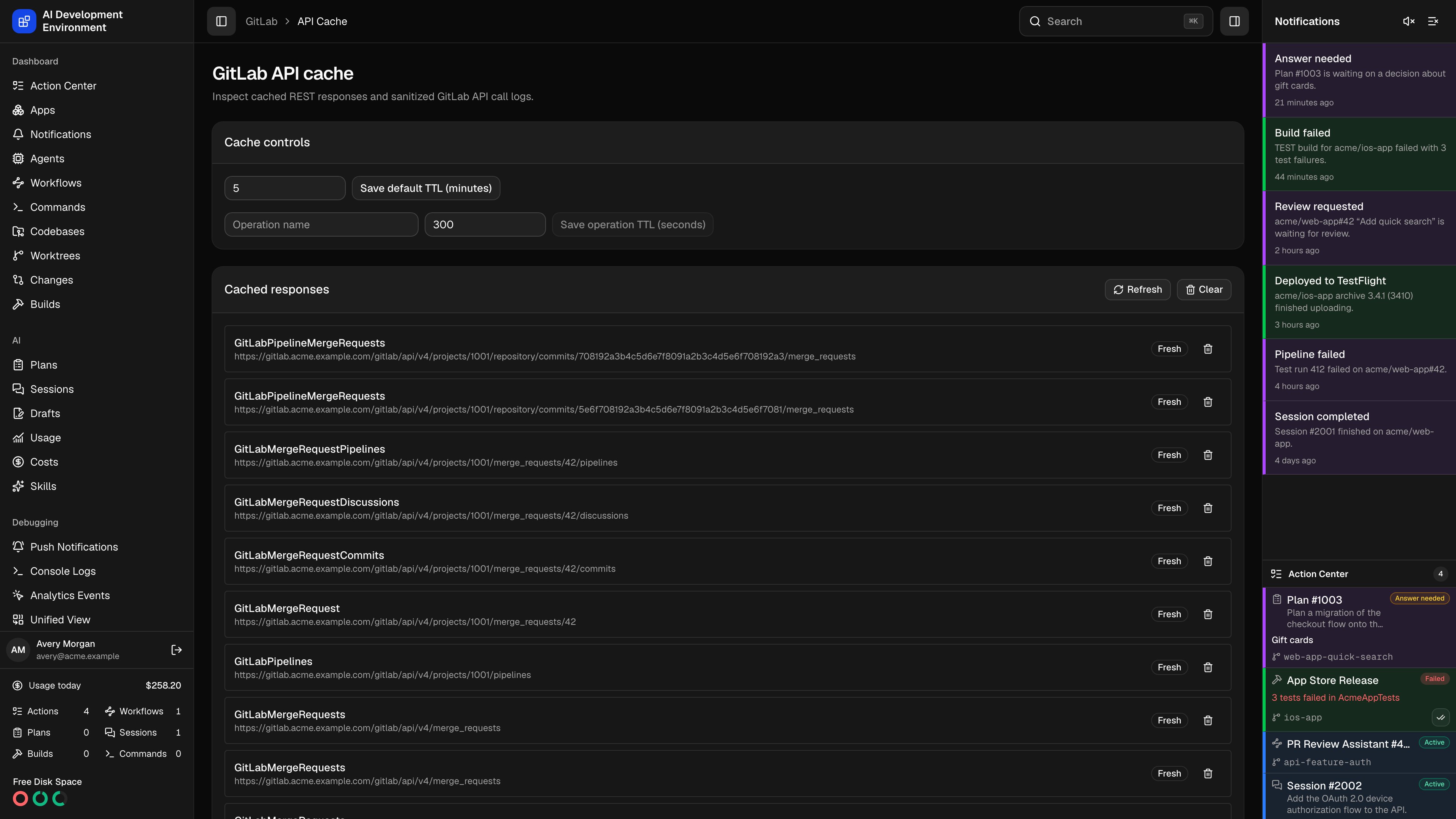 GitLab API cache in dark theme