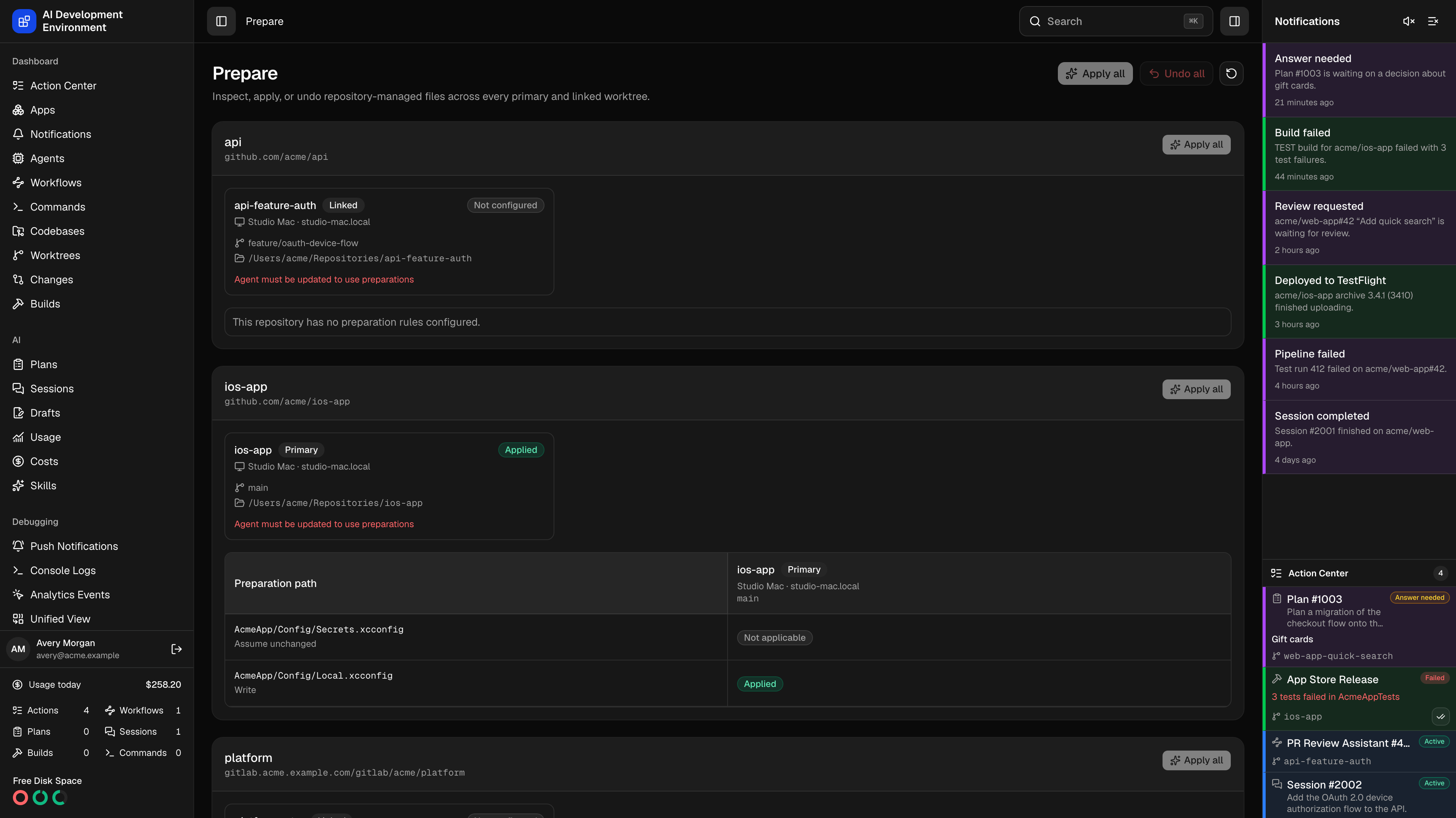 Prepare page in dark theme